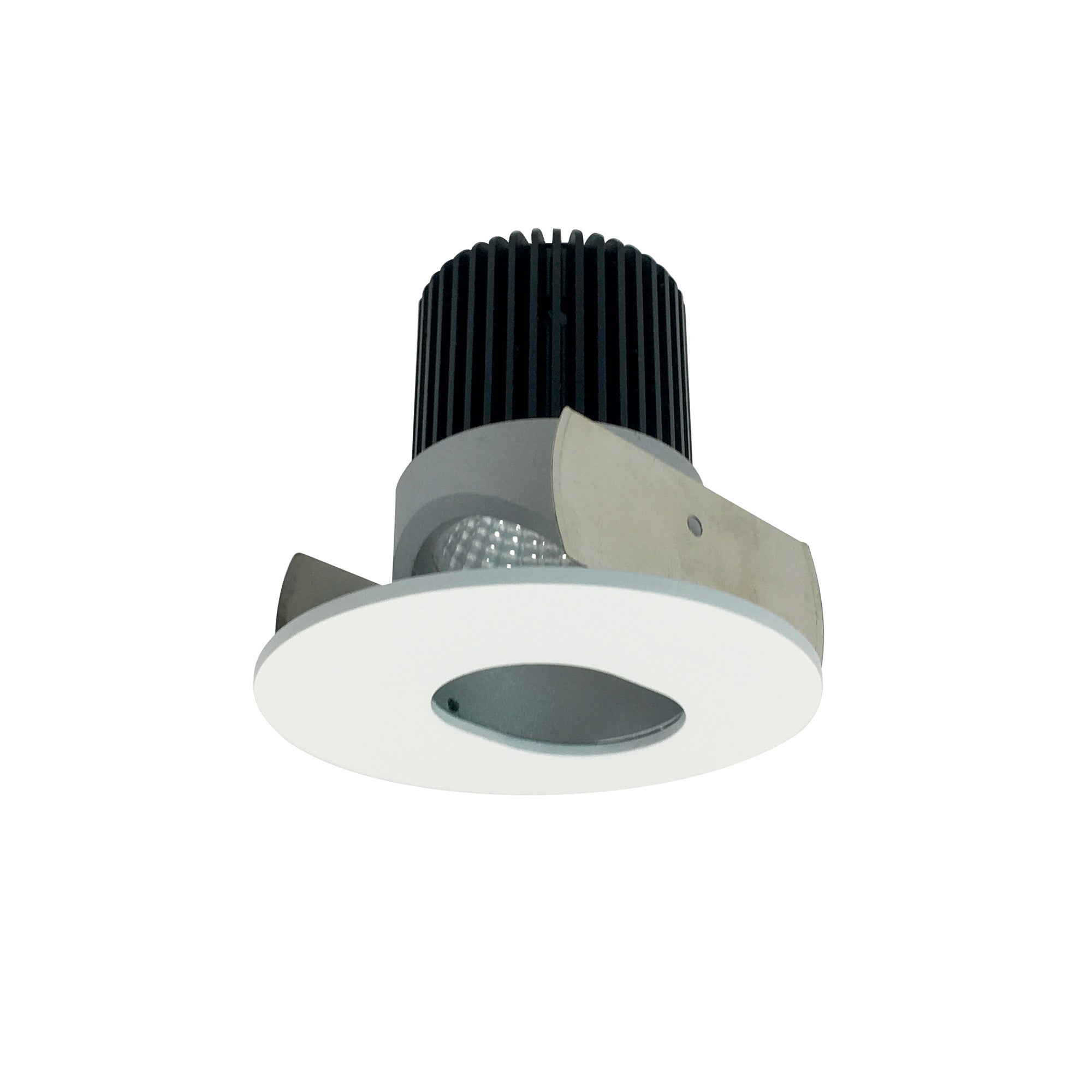 Nora Lighting NIOB-2RSL27QHZMPW - Recessed - 2 Inch Iolite LED Round Adjustable Slot Aperture, 10-Degree Optic, 800lm / 12W, 2700K, Haze Slot Aperture / Matte Powder White Flange