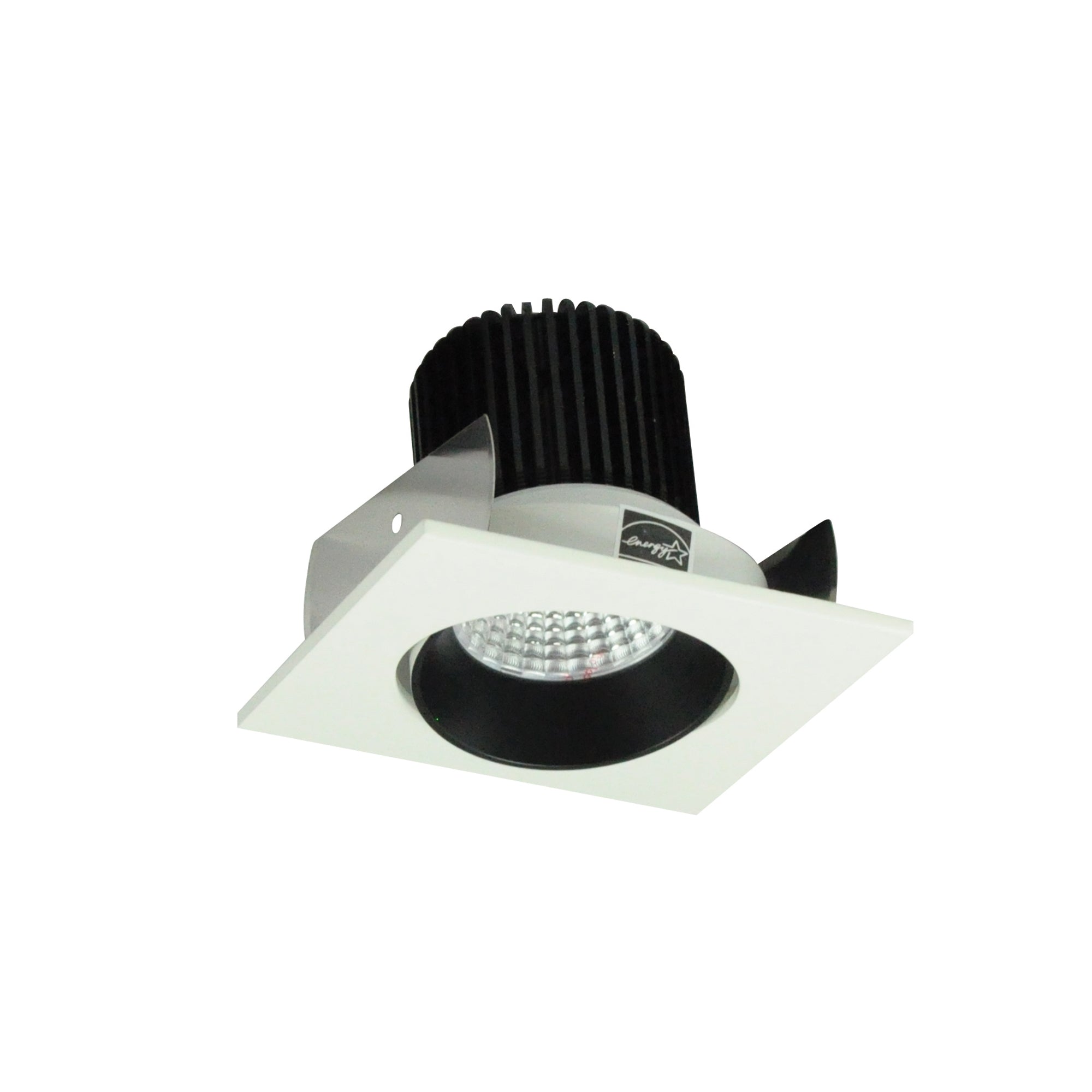 Nora Lighting NIOB-2SC27XBW/10 - Recessed - 2 Inch Iolite LED Square Adjustable Cone Reflector, 1000lm / 14W, 2700K, Black Reflector / White Flange