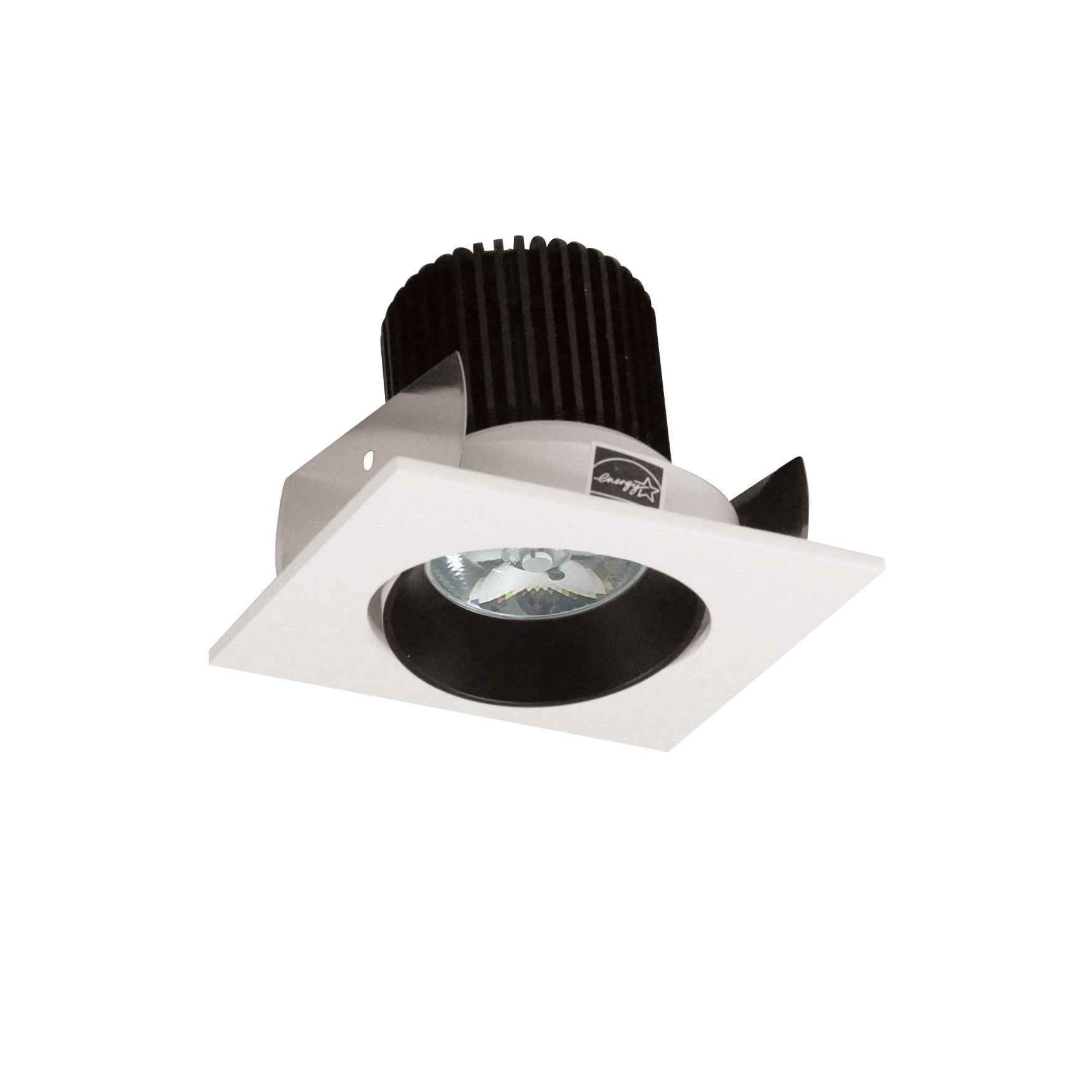 Nora Lighting NIOB-2SC40QBW - Recessed - 2 Inch Iolite LED Square Adjustable Cone Reflector, 10-Degree Optic, 800lm / 12W, 4000K, Black Reflector / White Flange