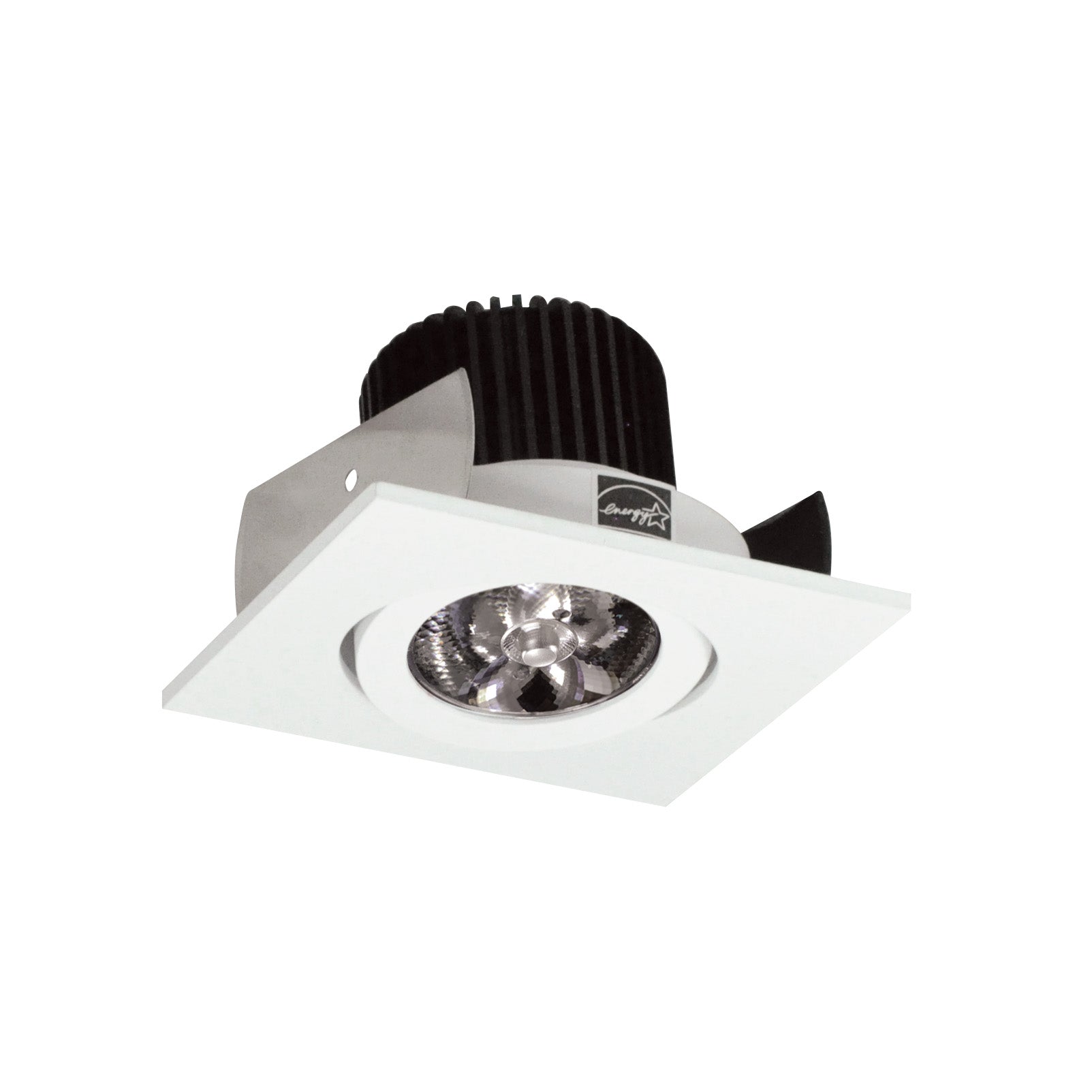 Nora Lighting NIOB-2SG30QMPW - Recessed - 2 Inch Iolite LED Square Adjustable Gimbal, 10-Degree Optic, 800lm / 12W, 3000K, Matte Powder White Finish