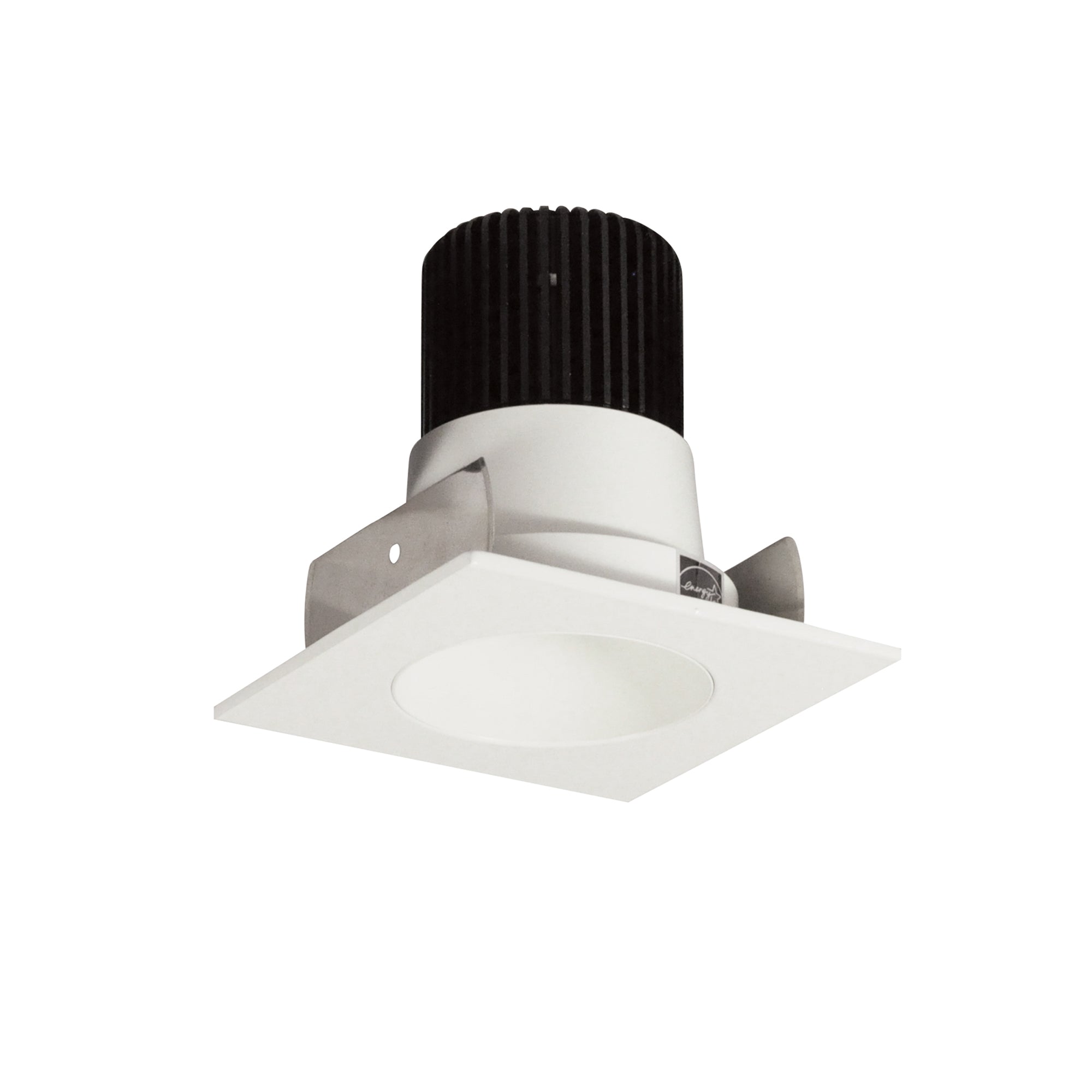 Nora Lighting NIOB-2SNDC27QWW - Recessed - 2 Inch Iolite LED Square Reflector with Round Aperture, 10-Degree Optic, 800lm / 12W, 2700K, White Reflector / White Flange