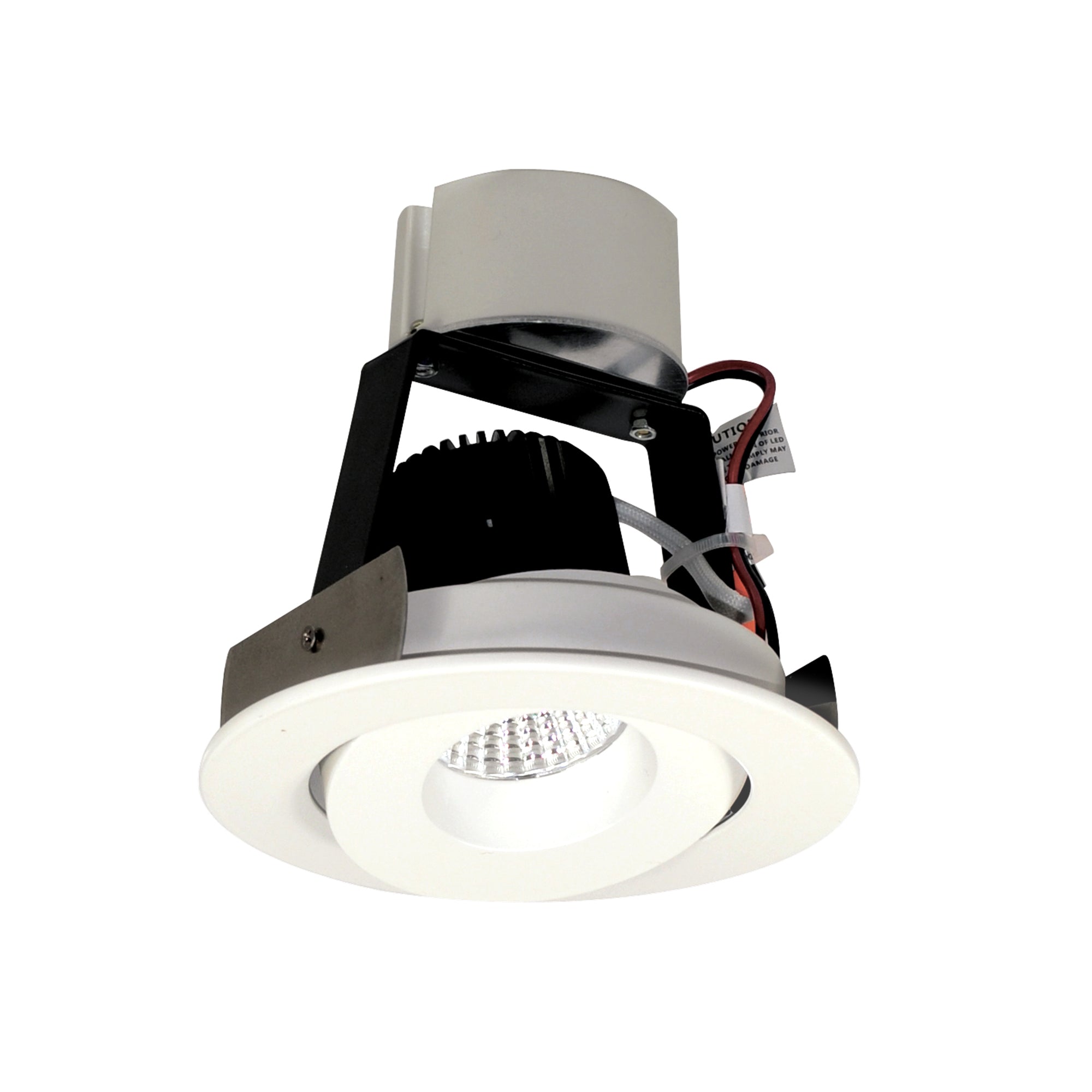 Nora Lighting NIR-4RGCDXMPW - Recessed - 4 Inch Iolite LED Round Adjustable Gimbal Retrofit, 800lm / 12W, Comfort Dim, Matte Powder White Finish