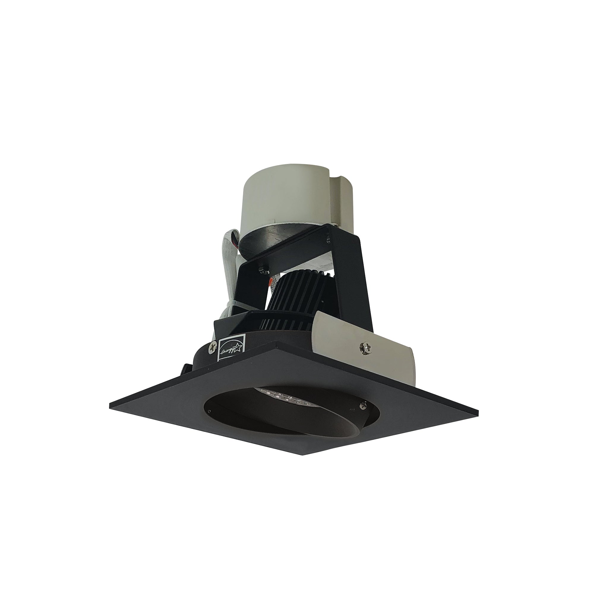 Nora Lighting NIR-4SC27XBB/10 - Recessed - 4 Inch Iolite LED Square Adjustable Cone Retrofit, 1000lm / 12W, 2700K, Black Reflector / Black Flange