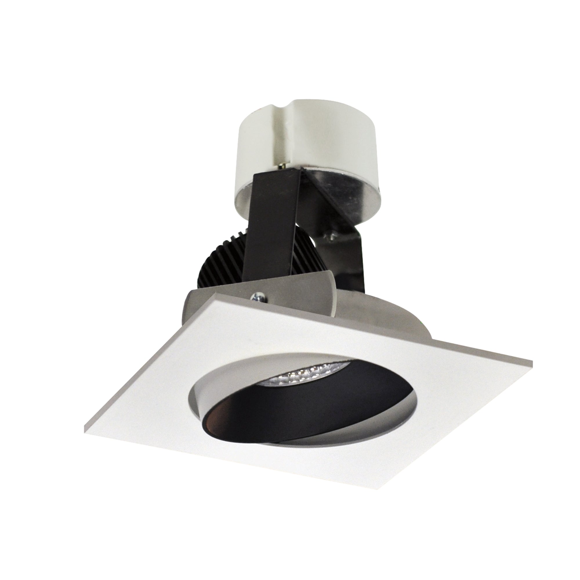 Nora Lighting NIR-4SC27XBW/10 - Recessed - 4 Inch Iolite LED Square Adjustable Cone Retrofit, 1000lm / 12W, 2700K, Black Reflector / White Flange