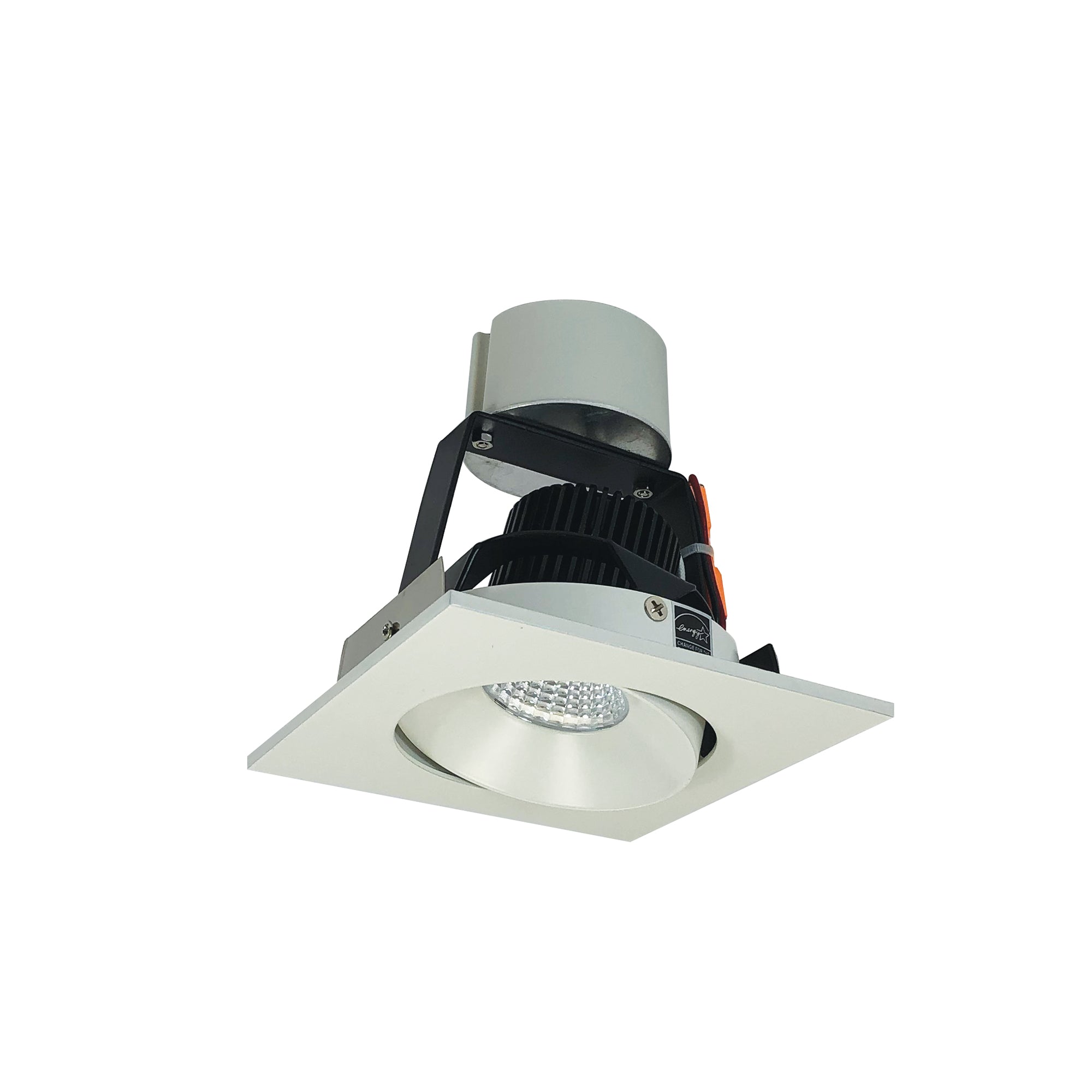 Nora Lighting NIR-4SC27XWW/10 - Recessed - 4 Inch Iolite LED Square Adjustable Cone Retrofit, 1000lm / 12W, 2700K, White Reflector / White Flange