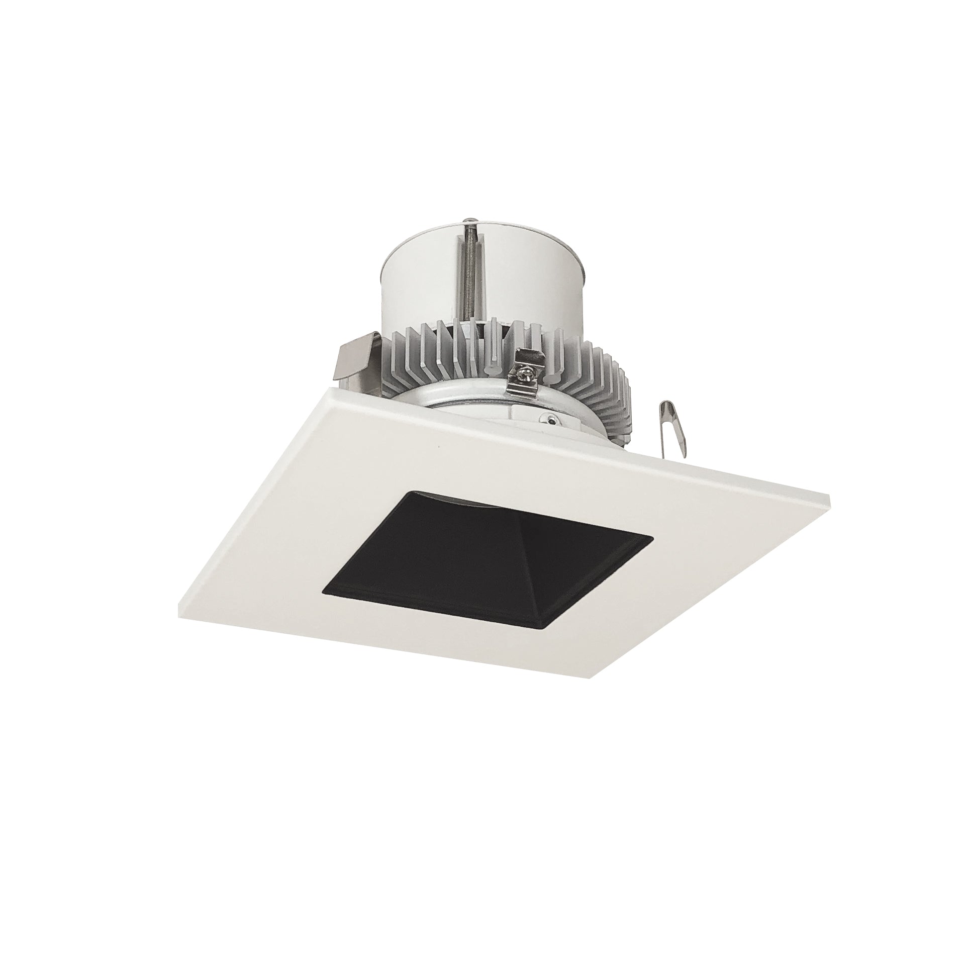 Nora Lighting NLCBC2-45627BW/10LE4 - Recessed - 4 Inch Cobalt Click LED Retrofit, Square Reflector, 1000lm / 12W, 2700K, Black Reflector / White Flange, 120V-277V input; Triac / ELV / 0-10V dimming