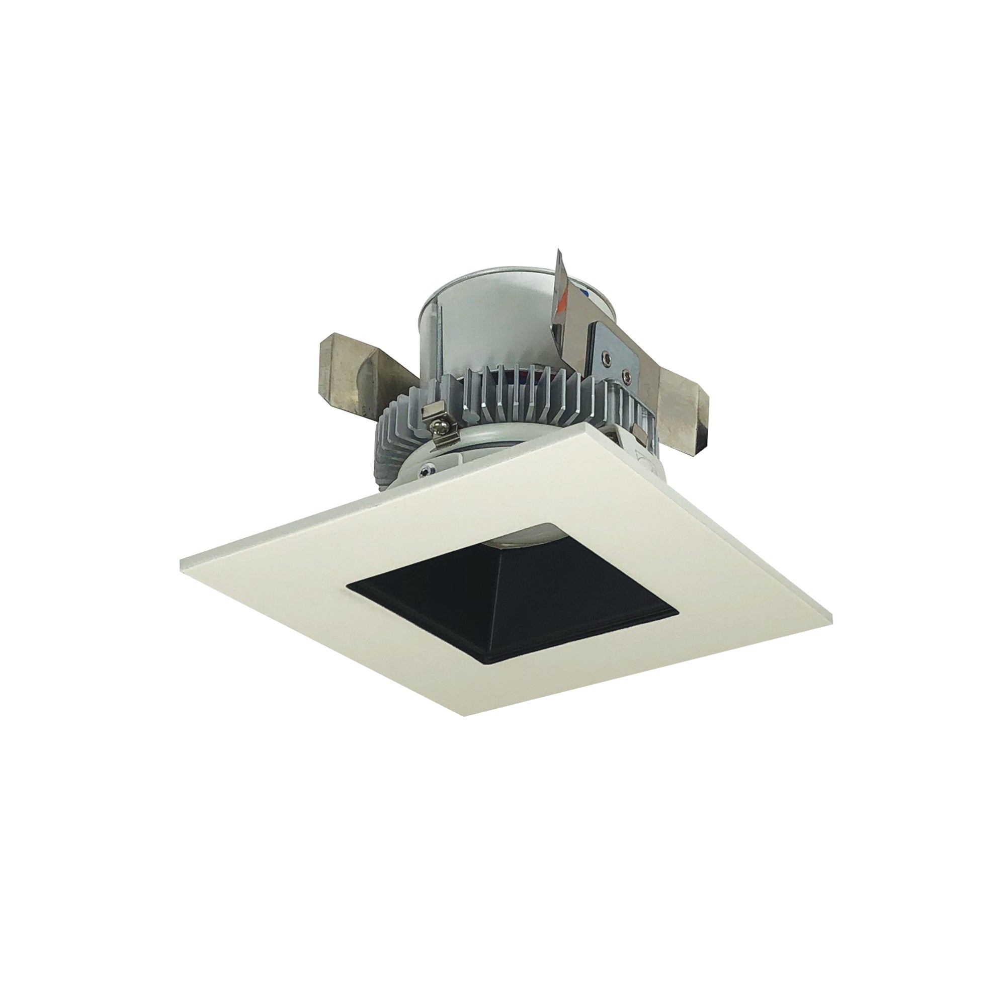 Nora Lighting NLCBC2-45627BW/ALE4 - Recessed - 4 Inch Cobalt Click LED Retrofit, Square Reflector, 750lm / 10W, 2700K, Black Reflector / White Flange, 120V-277V input; Triac / ELV / 0-10V dimming