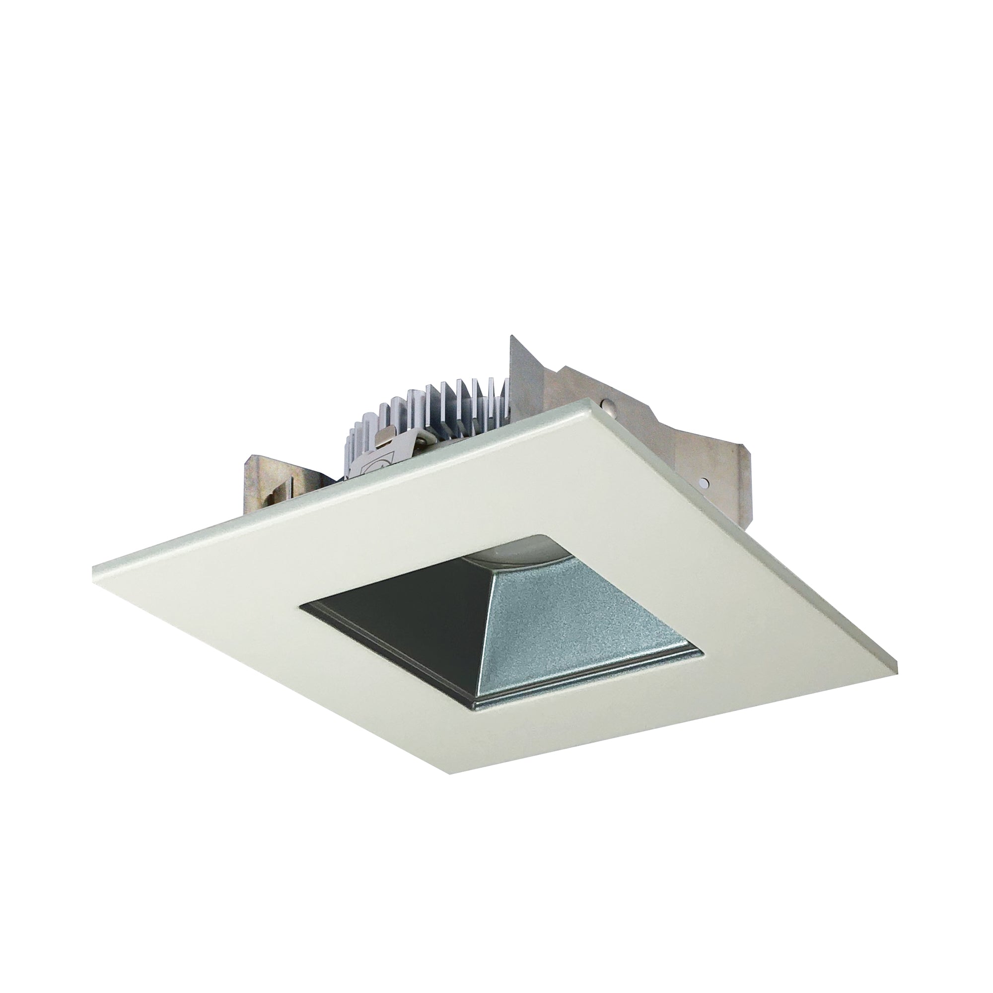 Nora Lighting NLCBS-4568535PW - Recessed - 4 Inch Cobalt Shallow High Lumen LED Trim, Square/Square Regress, 850lm, 3500K, Pewter/White