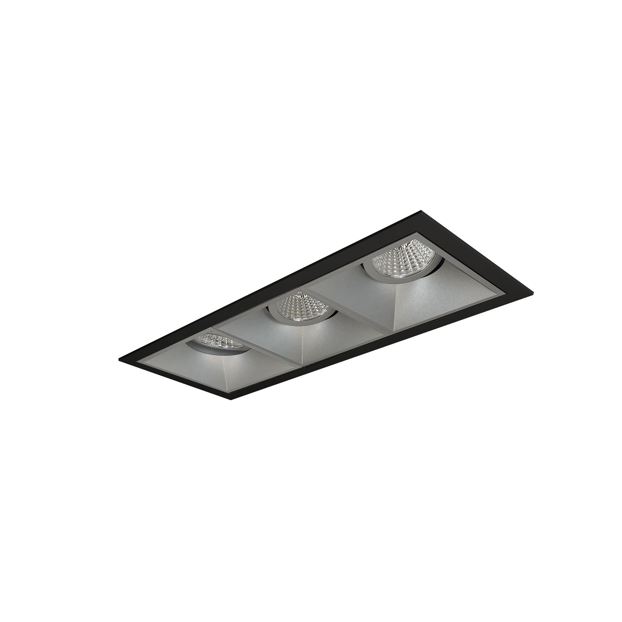 Nora Lighting NMIOT-13-B-GGG-CDX-10-HZ - Recessed - Iolite MLS 3-Head Trim Set, Black Flange, Comfort Dim, 800lm, Haze Adj. Gimbal Trims