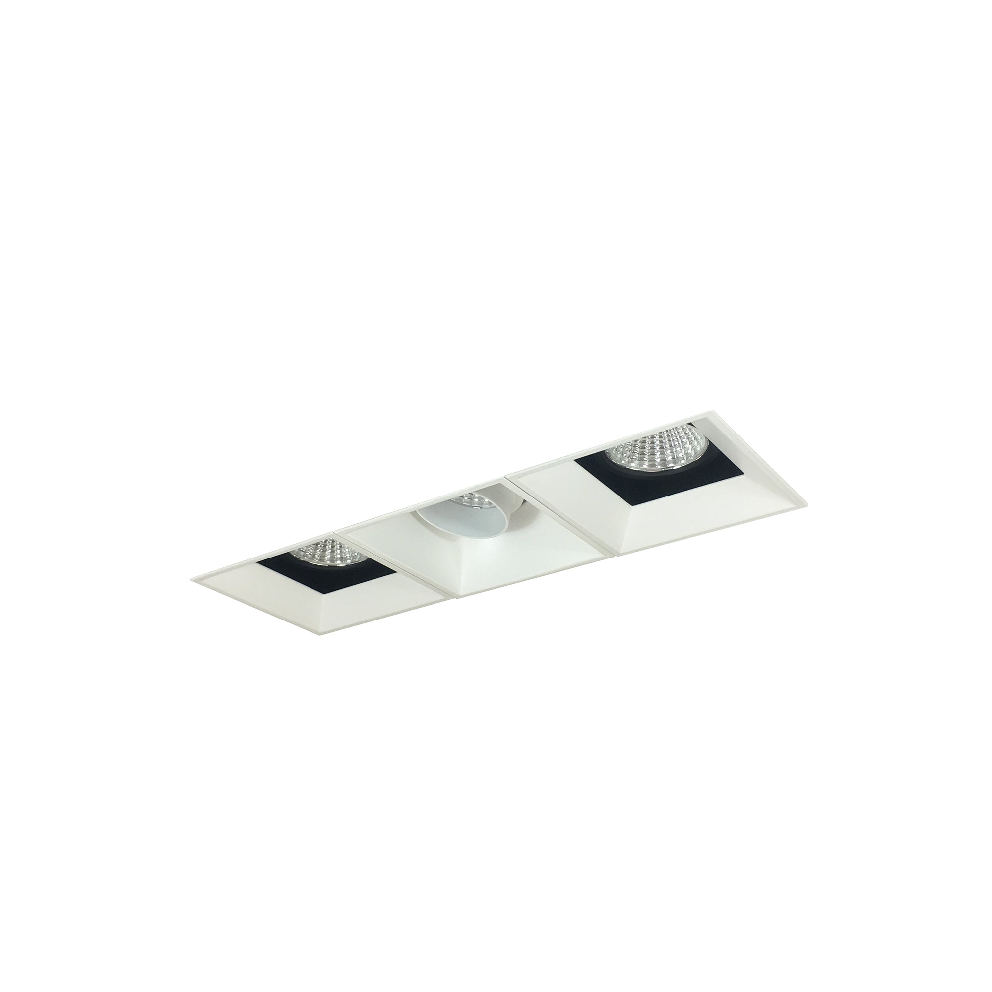 Nora Lighting NMIOTL-13-NF-AFF-CDX-10-BMPW - Recessed - Iolite MLS 3-Head Trimless Reflector Kit, Comfort Dim, 800lm, Black/MPW Adj. Snoot/Fixed Downlt. Trims