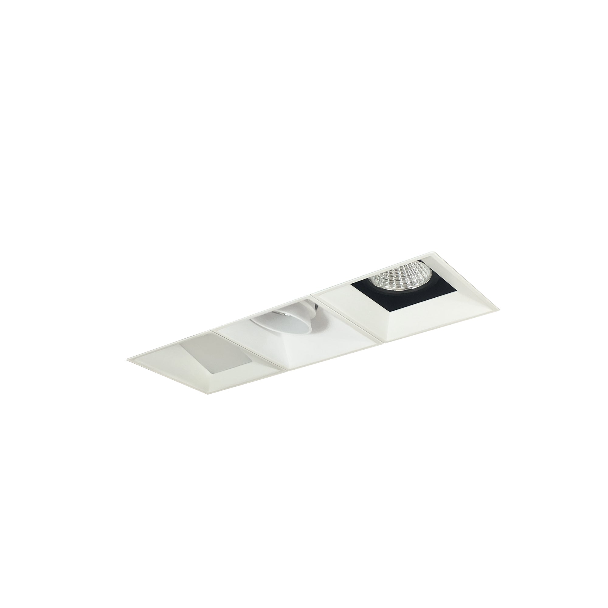 Nora Lighting NMIOTL-13-NF-AFW-27X-10-BMPW - Recessed - Iolite MLS 3-Head Trimless Reflector Kit, 2700K, 1000lm, Black/MPW Adj. Snoot/Fixed Downlt./Wall Wash Trims