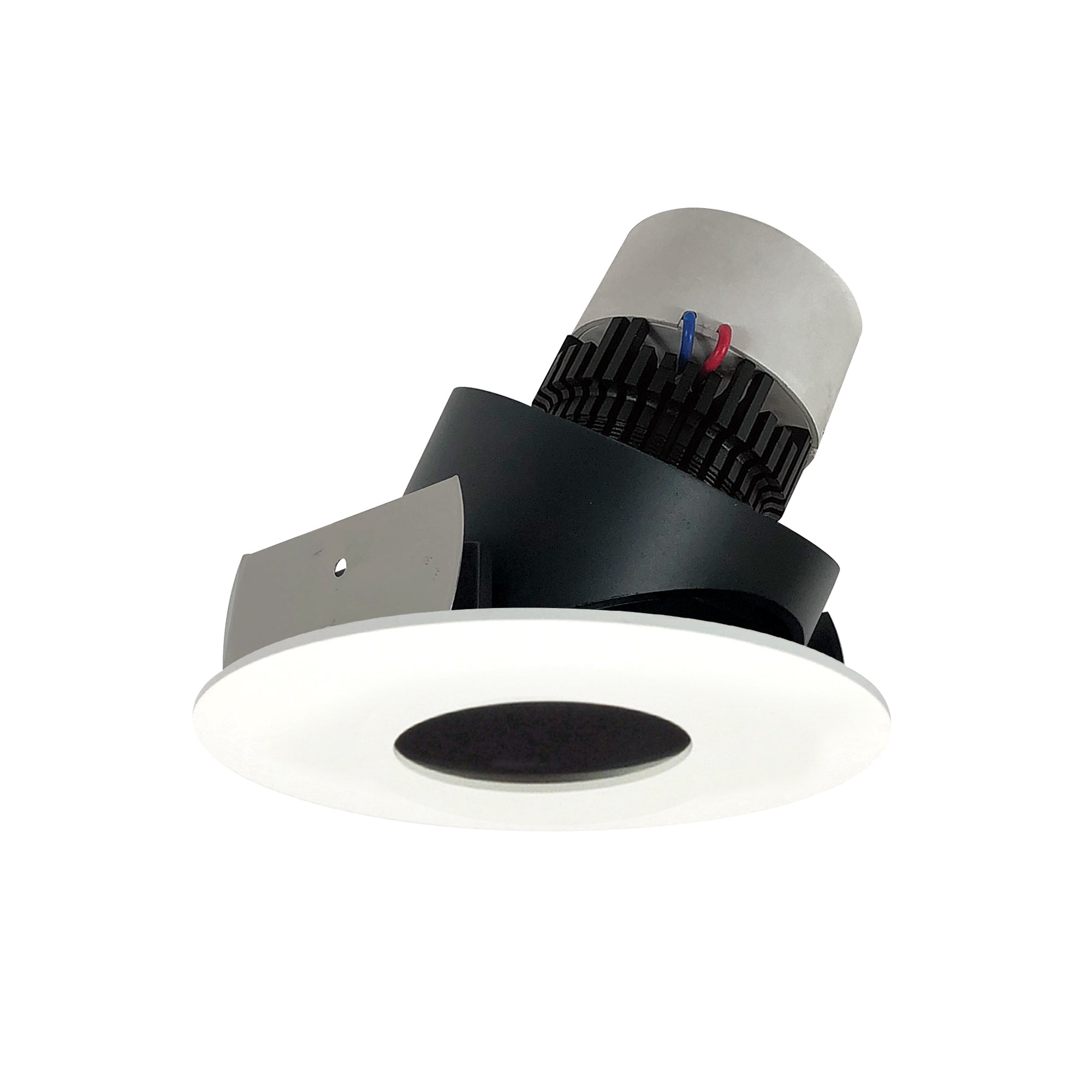 Nora Lighting NPR-4RPHA27XBMPW - Recessed - 4 Inch Pearl LED Round Adjustable Pinhole Retrofit, 1000lm / 12W, 2700K, Black Pinhole / Matte Powder White Flange