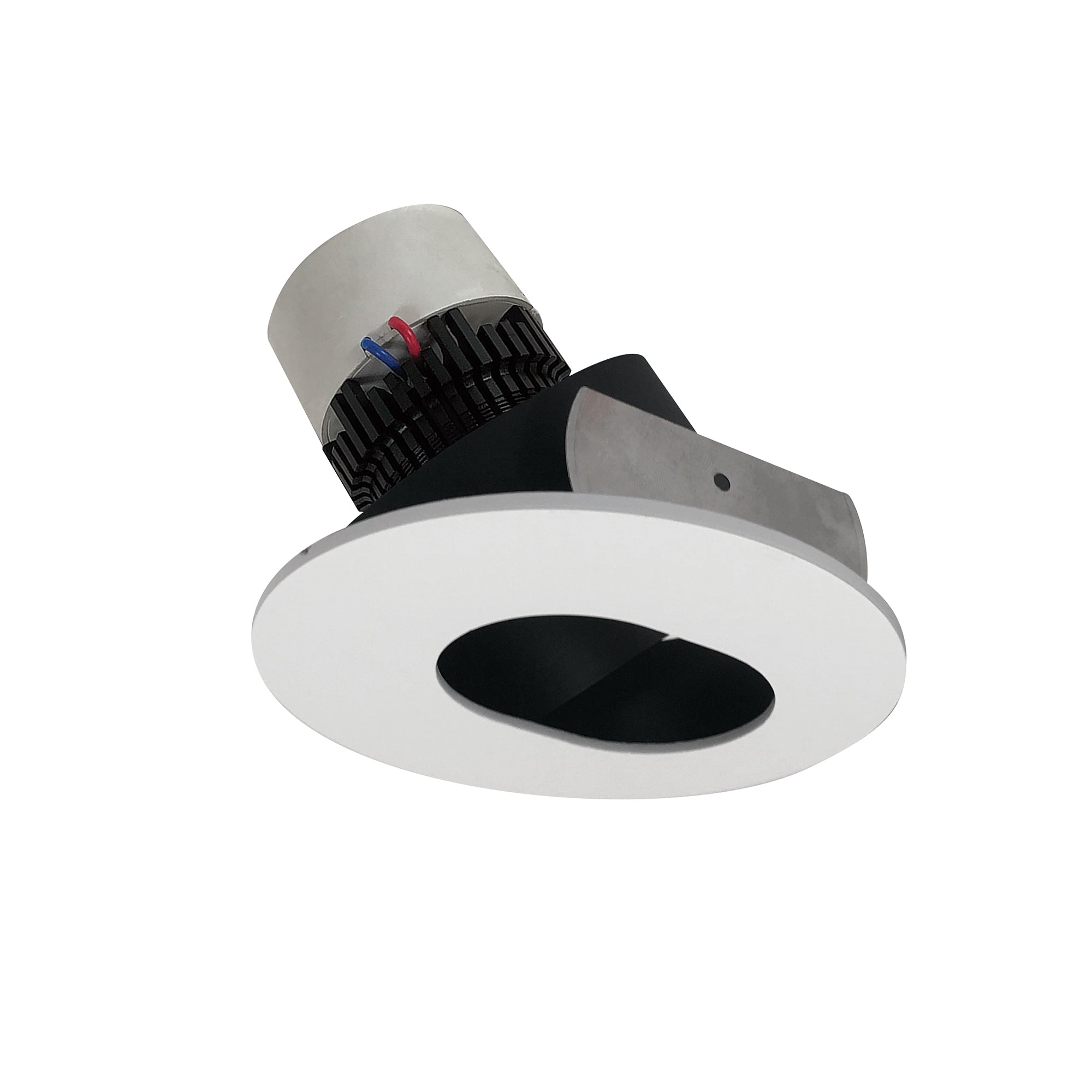 Nora Lighting NPR-4RSL27XBMPW - Recessed - 4 Inch Pearl LED Round Adjustable Slot Aperture Retrofit, 1000lm / 12W, 2700K, Black Slot Aperture / Matte Powder White Flange