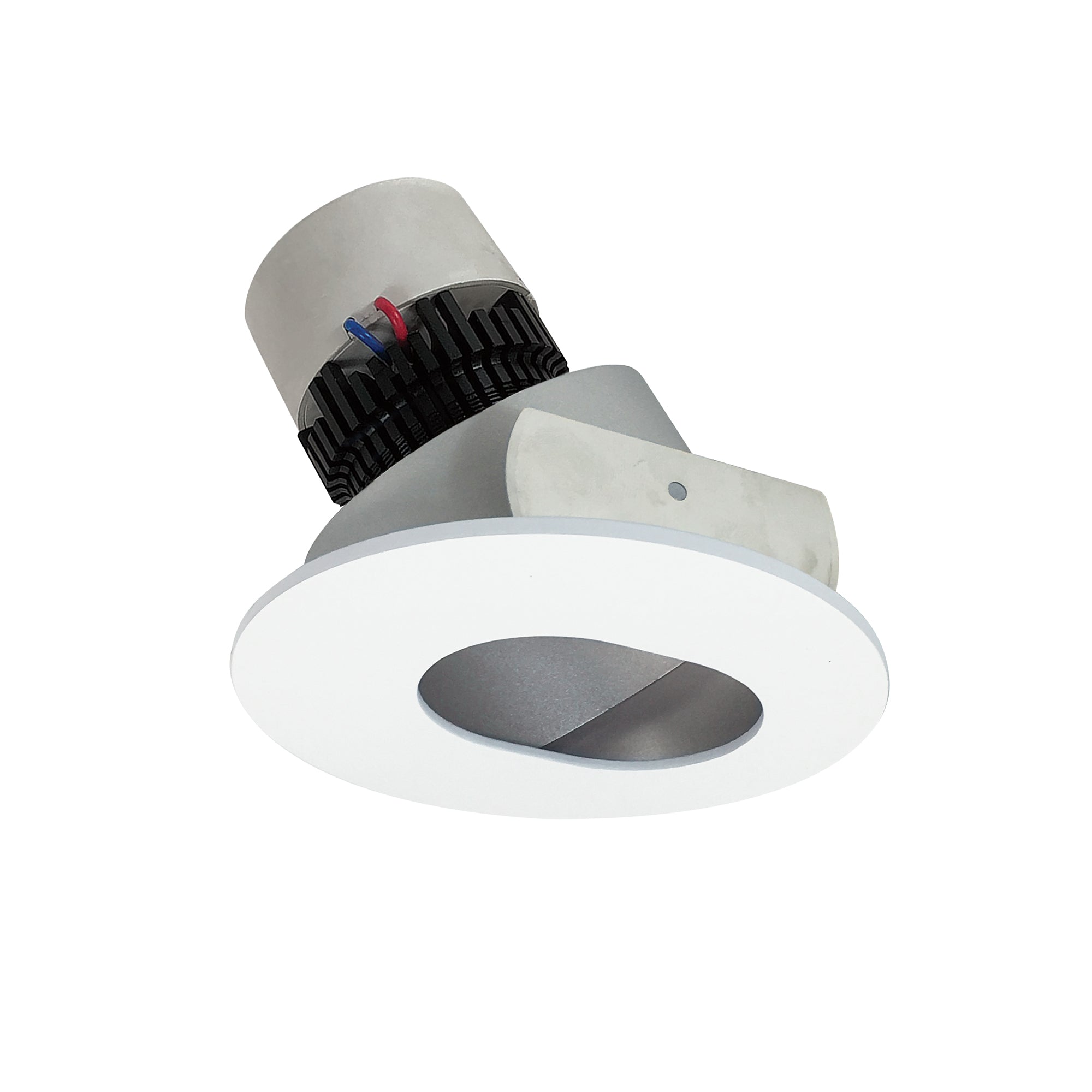 Nora Lighting NPR-4RSL27XHZMPW - Recessed - 4 Inch Pearl LED Round Adjustable Slot Aperture Retrofit, 1000lm / 12W, 2700K, Haze Slot Aperture / Matte Powder White Flange