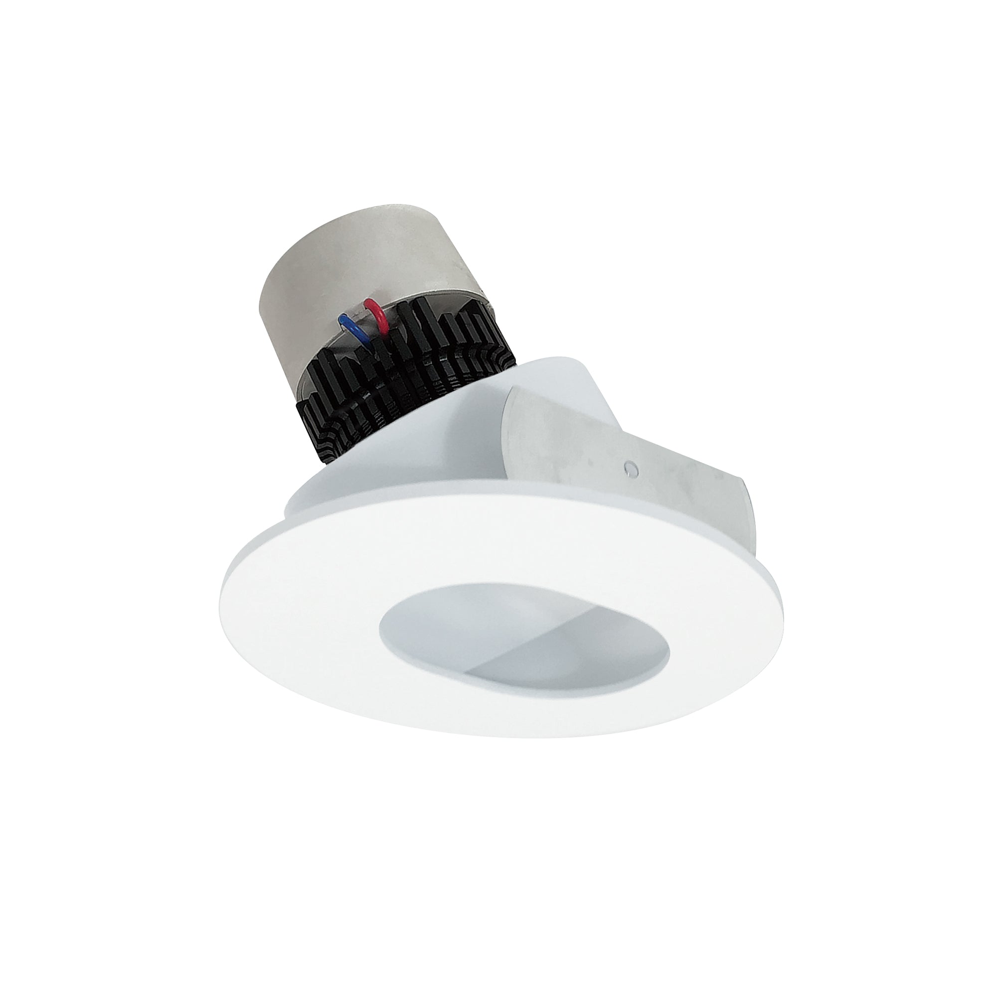 Nora Lighting NPR-4RSLCDXMPW - Recessed - 4 Inch Pearl LED Round Adjustable Slot Aperture Retrofit, 800lm / 12W, Comfort Dim, Matte Powder White Slot Aperture / Matte Powder White Flange