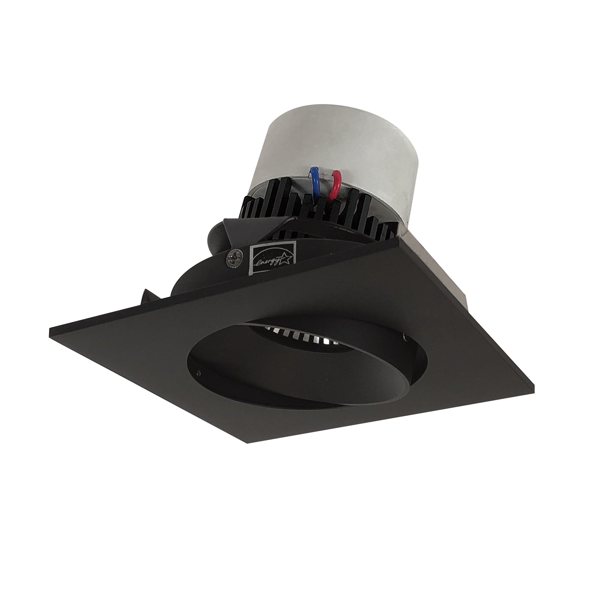 Nora Lighting NPR-4SC27XBB - Recessed - 4 Inch Pearl LED Square Adjustable Cone Retrofit, 1000lm / 12W, 2700K, Black Reflector / Black Flange