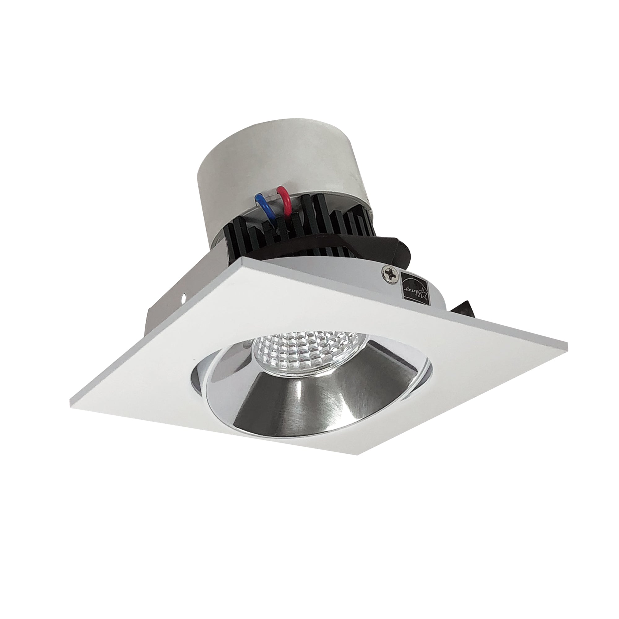 Nora Lighting NPR-4SC27XCMPW - Recessed - 4 Inch Pearl LED Square Adjustable Cone Retrofit, 1000lm / 12W, 2700K, Specular Clear Reflector / Matte Powder White Flange