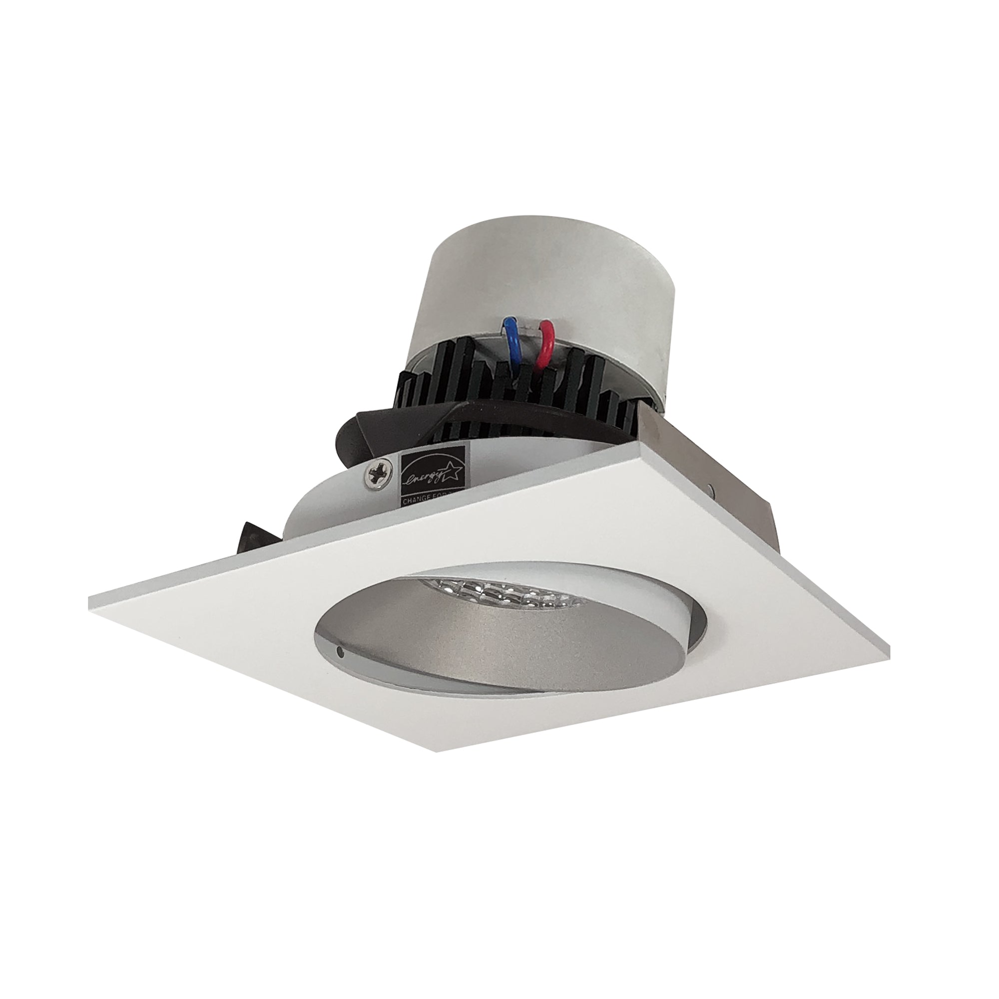 Nora Lighting NPR-4SC27XHW - Recessed - 4 Inch Pearl LED Square Adjustable Cone Retrofit, 1000lm / 12W, 2700K, Haze Reflector / White Flange