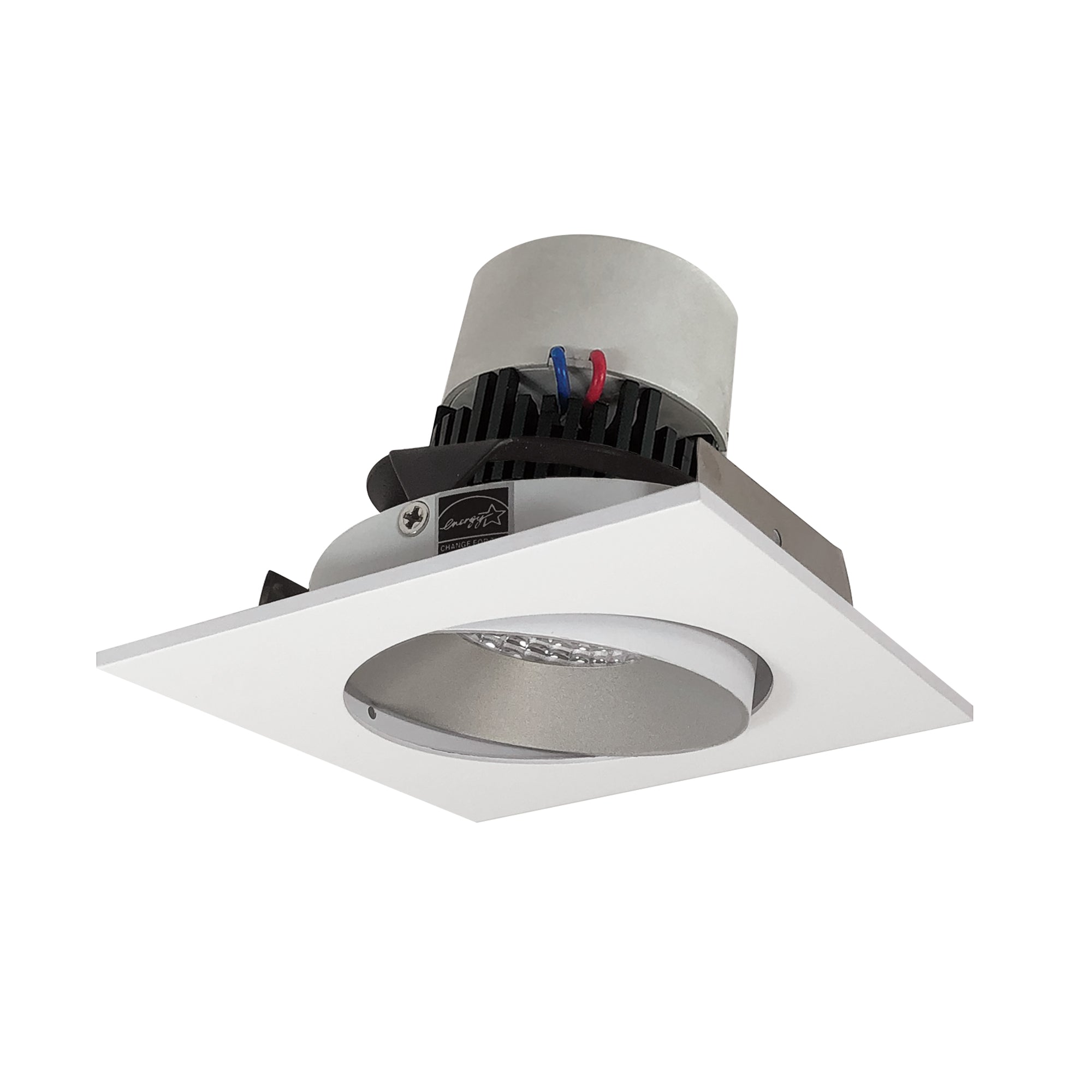 Nora Lighting NPR-4SC27XHZMPW - Recessed - 4 Inch Pearl LED Square Adjustable Cone Retrofit, 1000lm / 12W, 2700K, Haze Reflector / Matte Powder White Flange