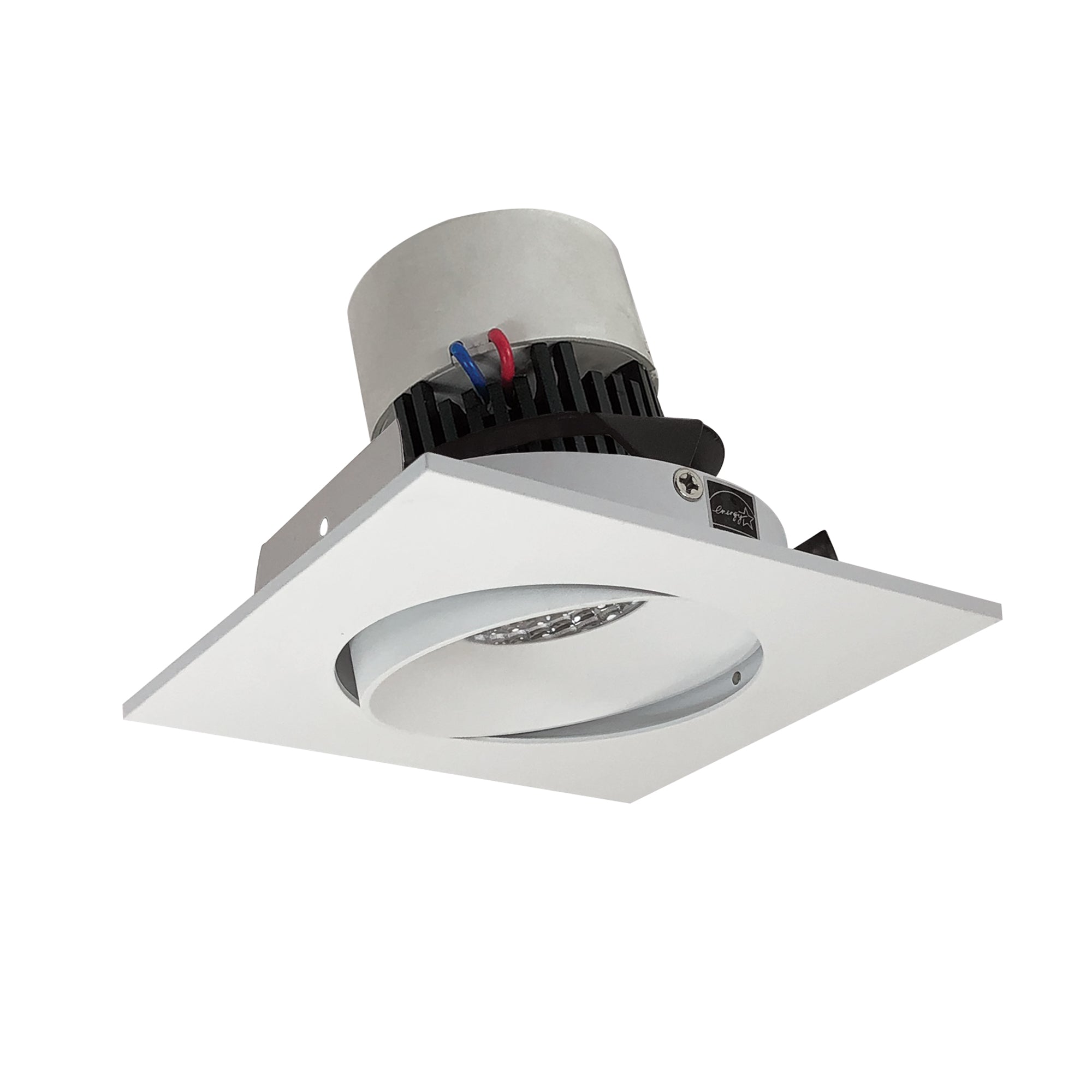 Nora Lighting NPR-4SC27XMPW - Recessed - 4 Inch Pearl LED Square Adjustable Cone Retrofit, 1000lm / 12W, 2700K, Matte Powder White Reflector / Matte Powder White Flange