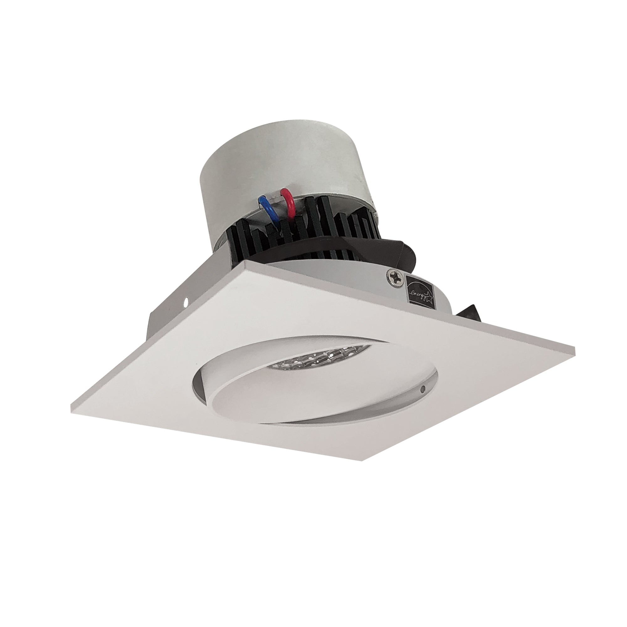 Nora Lighting NPR-4SC27XWW - Recessed - 4 Inch Pearl LED Square Adjustable Cone Retrofit, 1000lm / 12W, 2700K, White Reflector / White Flange