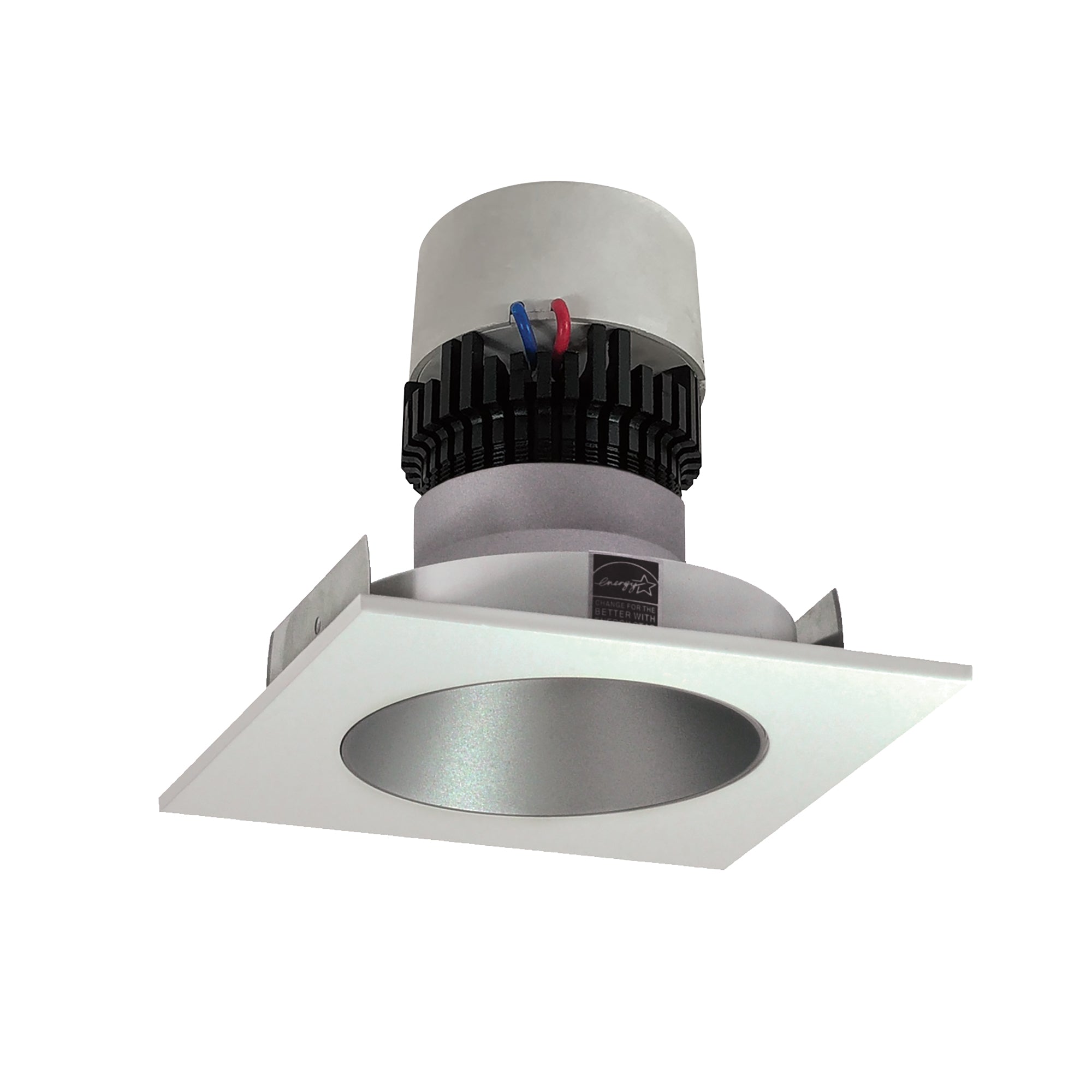 Nora Lighting NPR-4SNDC27XHW - Recessed - 4 Inch Pearl LED Square Retrofit Reflector with Round Aperture, 1000lm / 12W, 2700K, Haze Reflector / White Flange