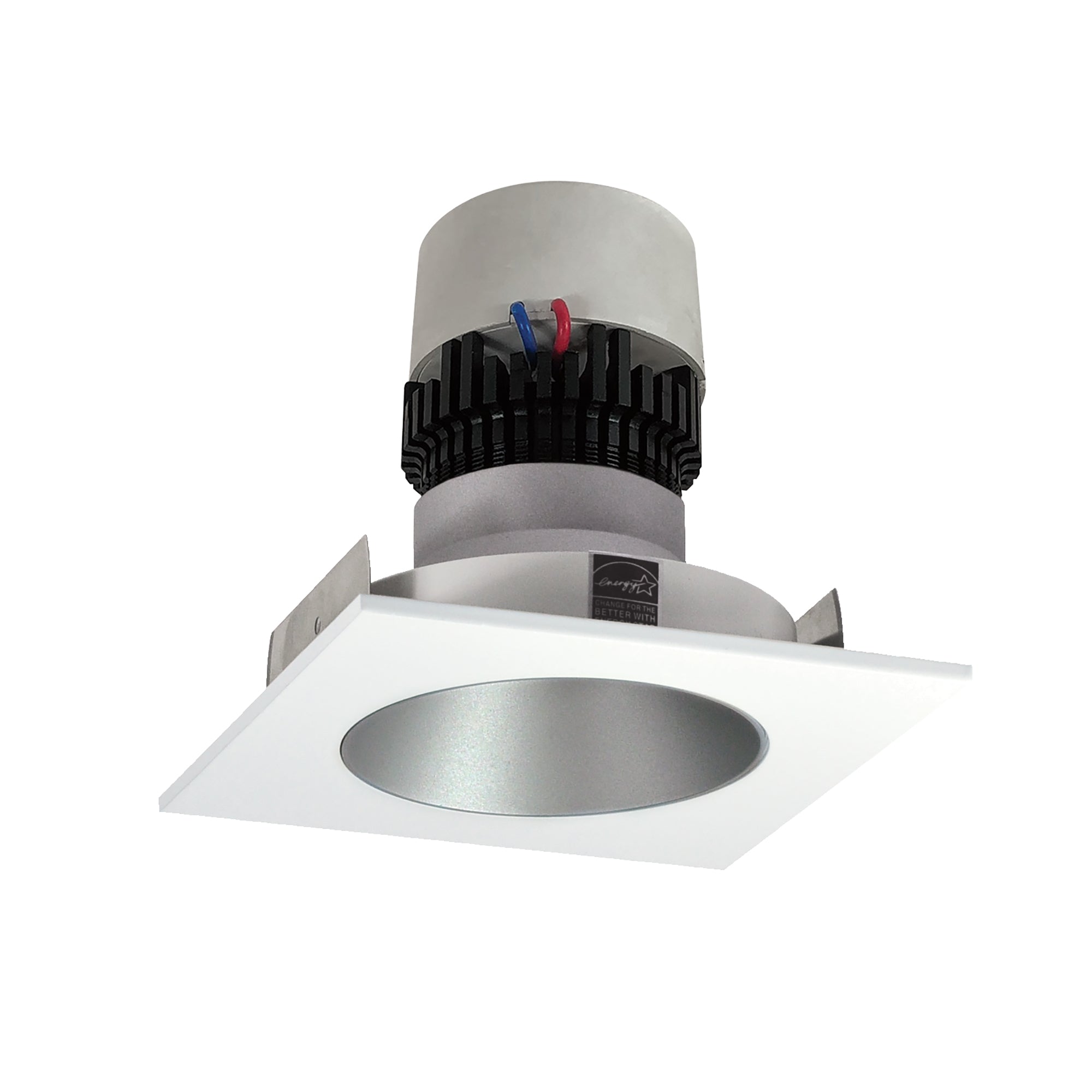 Nora Lighting NPR-4SNDC35XHZMPW - Recessed - 4 Inch Pearl LED Square Retrofit Reflector with Round Aperture, 1000lm / 12W, 3500K, Haze Reflector / Matte Powder White Flange