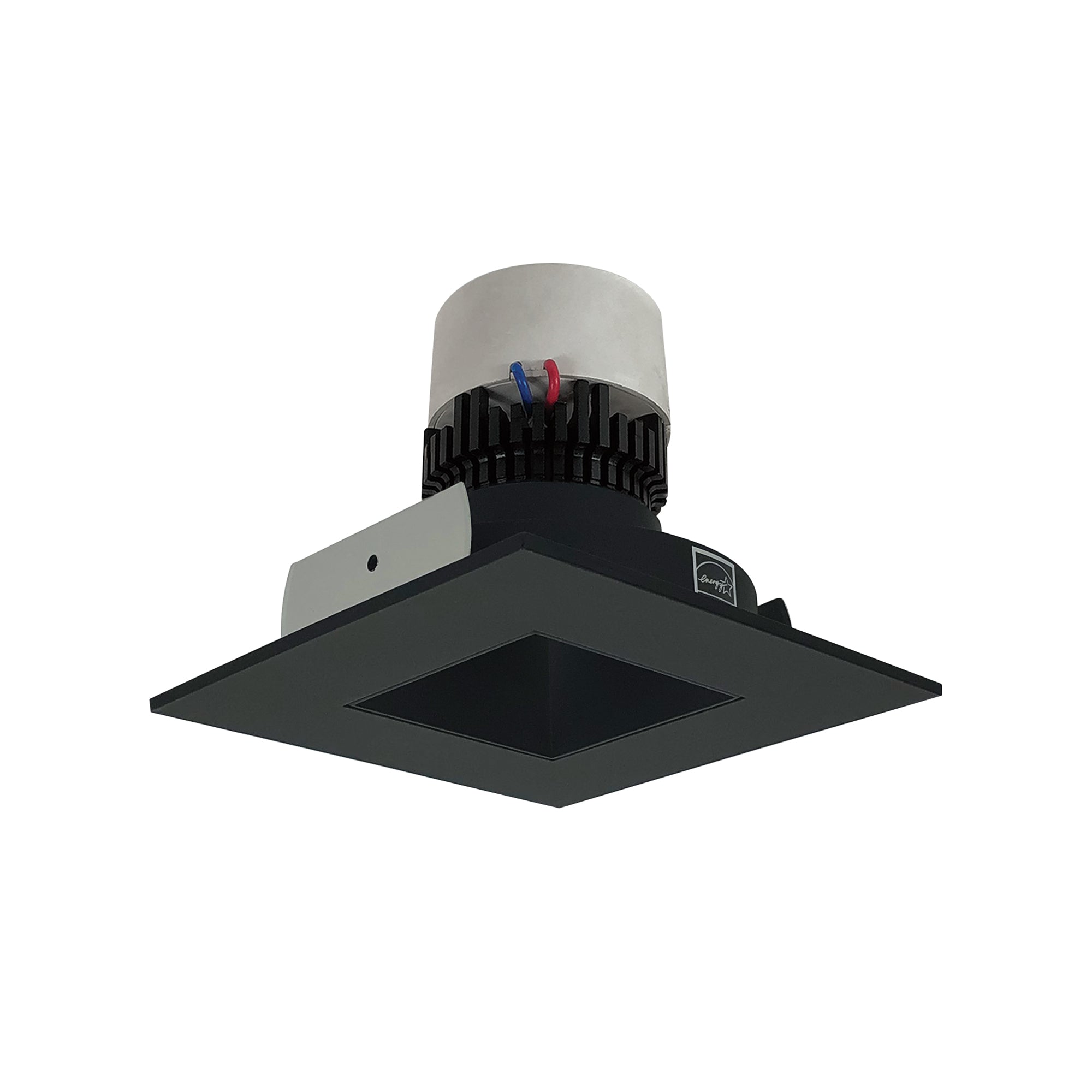 Nora Lighting NPR-4SNDSQ35XBB - Recessed - 4 Inch Pearl LED Square Retrofit Reflector with Square Aperture, 1000lm / 12W, 3500K, Black Reflector / Black Flange