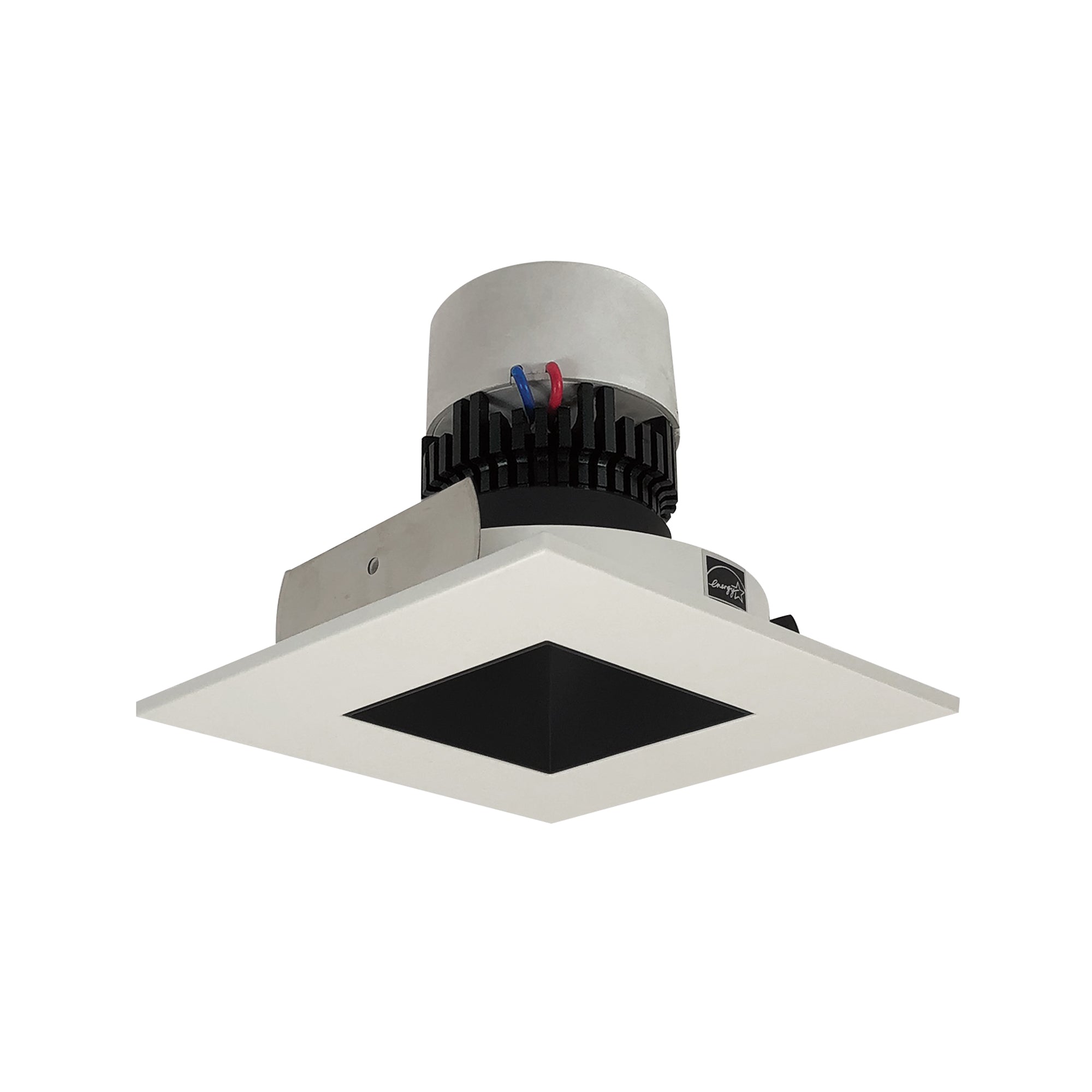 Nora Lighting NPR-4SNDSQ27XBW - Recessed - 4 Inch Pearl LED Square Retrofit Reflector with Square Aperture, 1000lm / 12W, 2700K, Black Reflector / White Flange