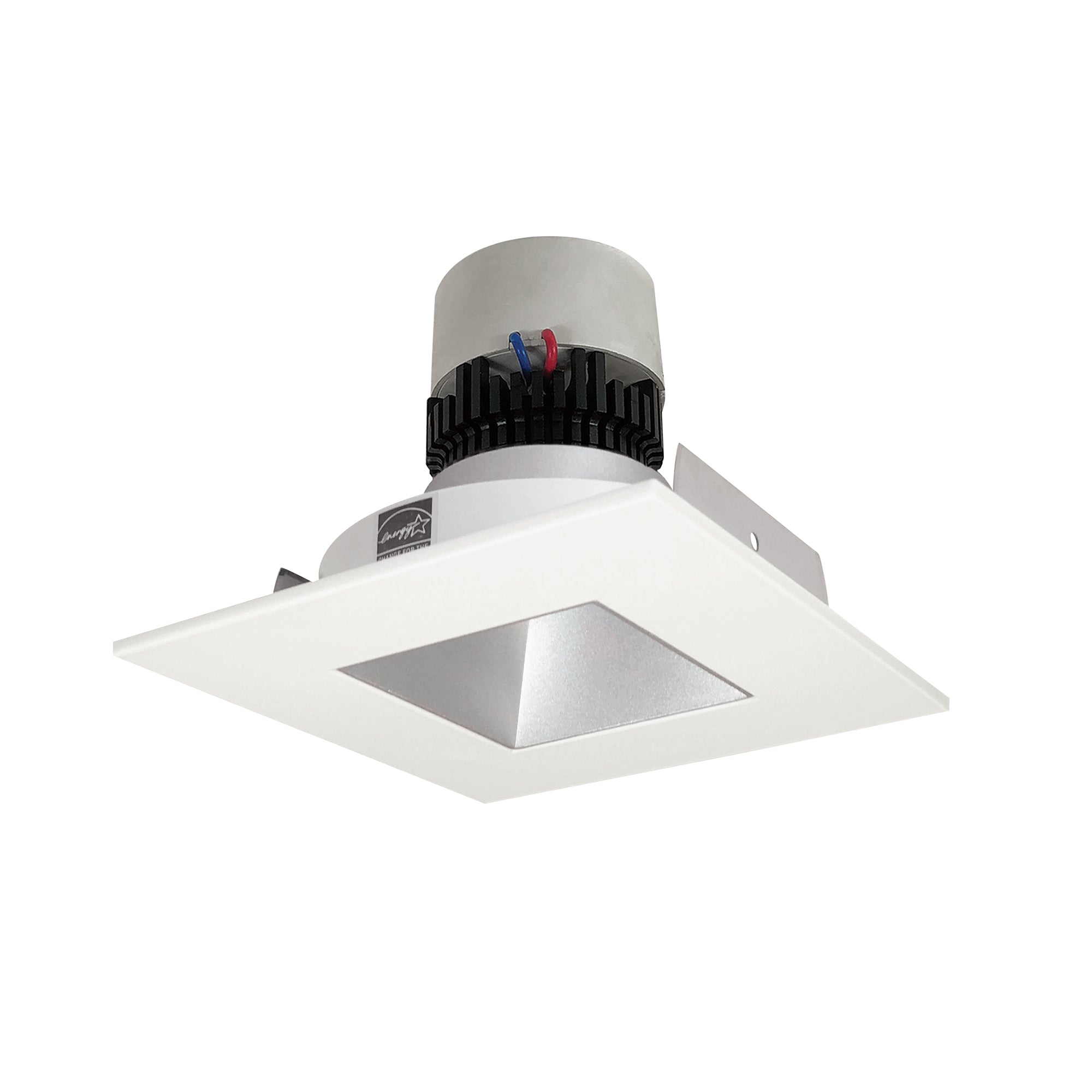 Nora Lighting NPR-4SNDSQ27XHW - Recessed - 4 Inch Pearl LED Square Retrofit Reflector with Square Aperture, 1000lm / 12W, 2700K, Haze Reflector / White Flange