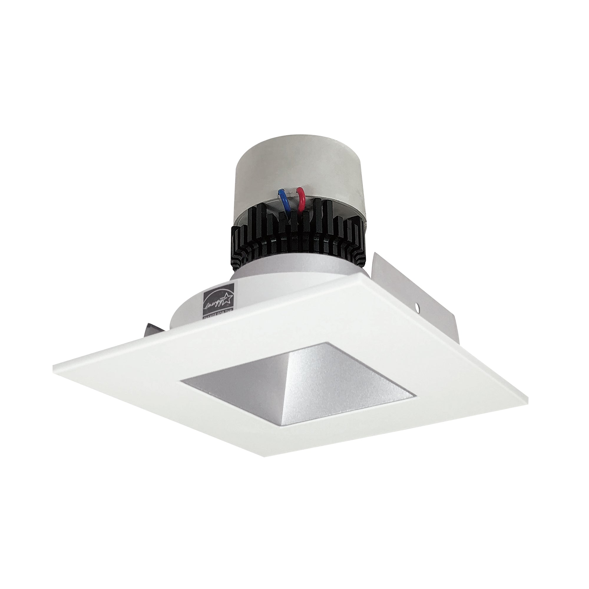 Nora Lighting NPR-4SNDSQ35XHZMPW - Recessed - 4 Inch Pearl LED Square Retrofit Reflector with Square Aperture, 1000lm / 12W, 3500K, Haze Reflector / Matte Powder White Flange