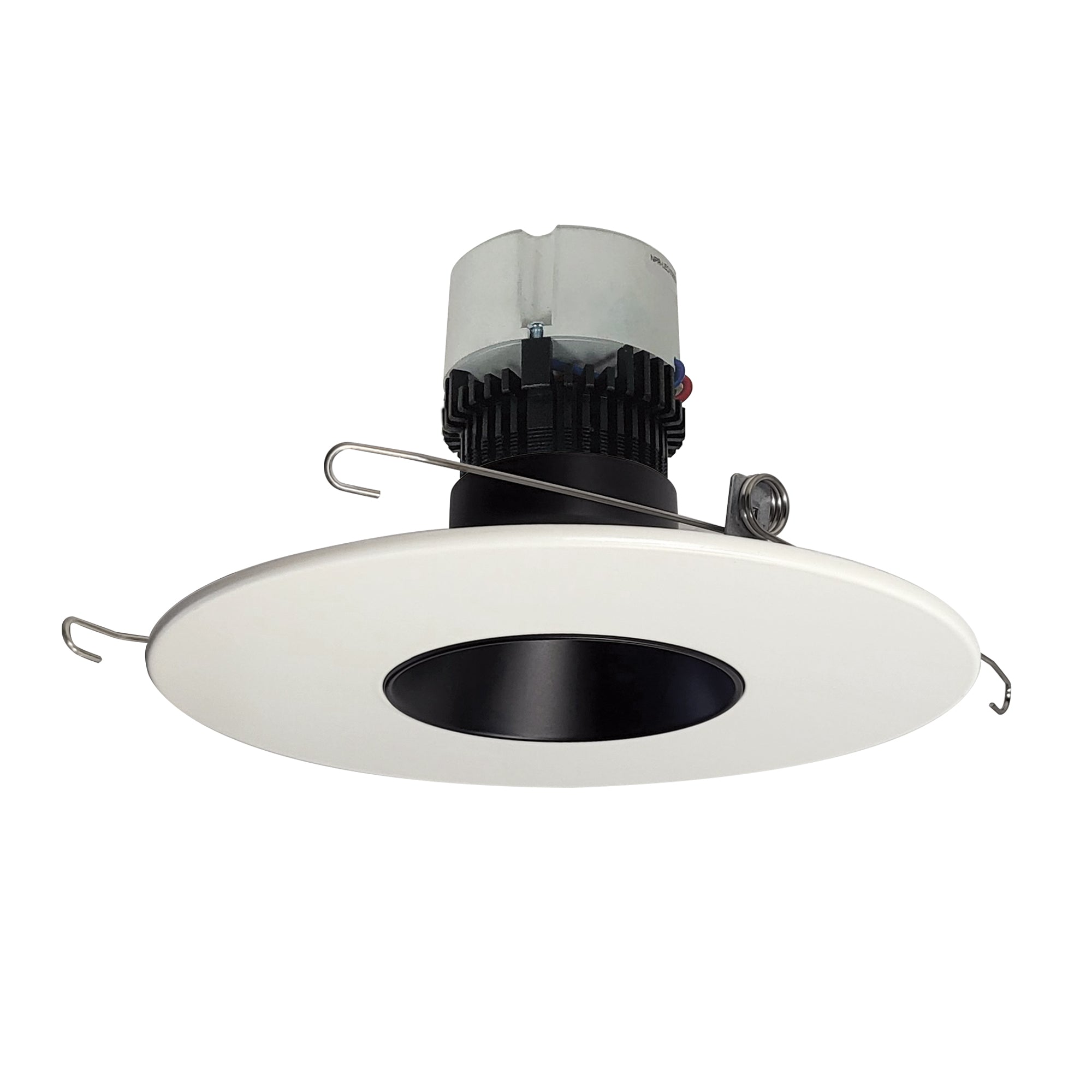 Nora Lighting NPR-56RNDC27XBW - Recessed - 5 Inch/6 Inch Pearl LED Round Retrofit Reflector, 1200lm / 12W, 2700K, Black Reflector / White Flange