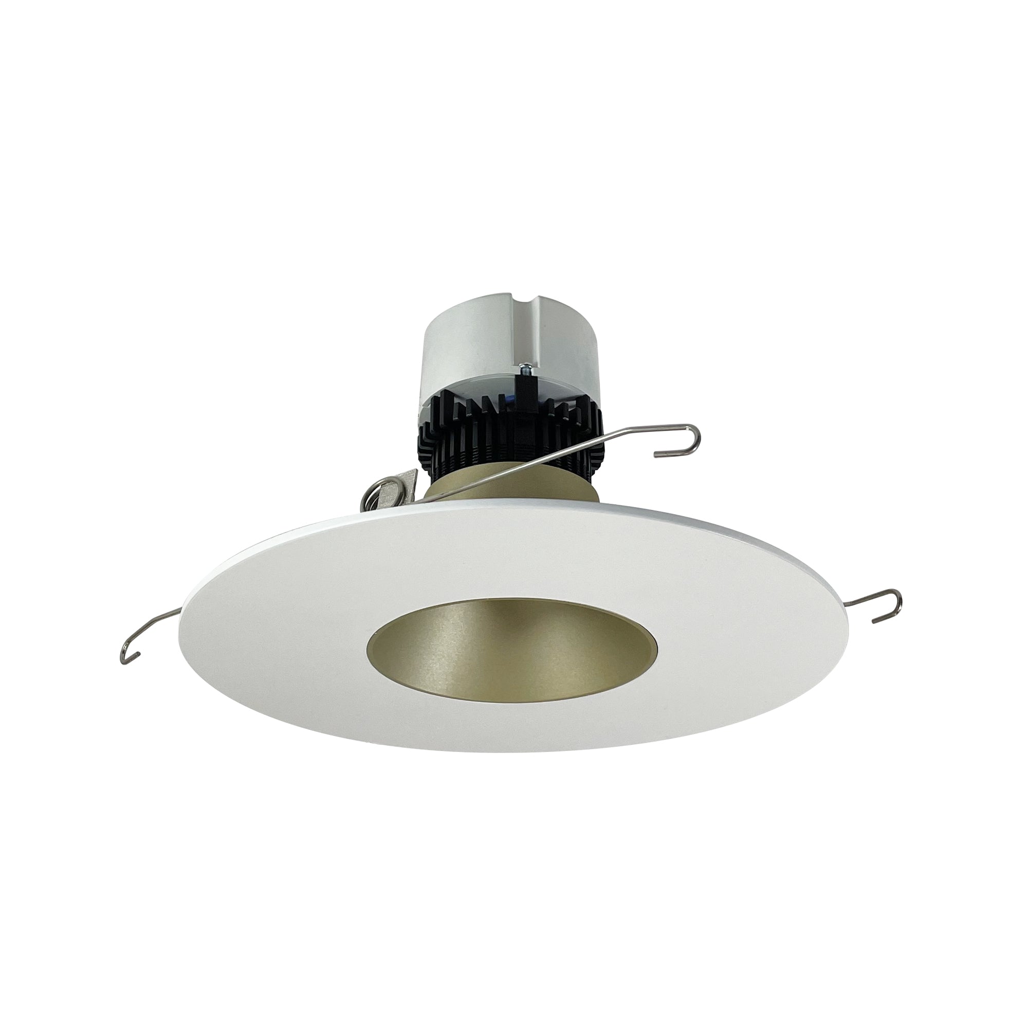 Nora Lighting NPR-56RNDC30XCHMPW - Recessed - 5 Inch/6 Inch Pearl LED Round Retrofit Reflector, 1200lm / 12W, 3000K, Champagne Haze Reflector / Matte Powder White Flange