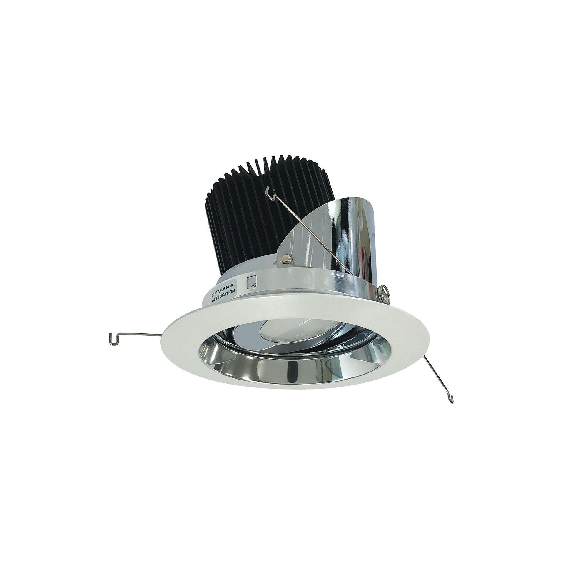 Nora Lighting NRM2-519L2527FCW - Recessed - 5 Inch Marquise II Round Regressed Adj. Reflector Trim, 80-Degrees Flood, 2500lm, 2700K, Specular Clear/White (Not Compatible with NHRM2-525 Housing)