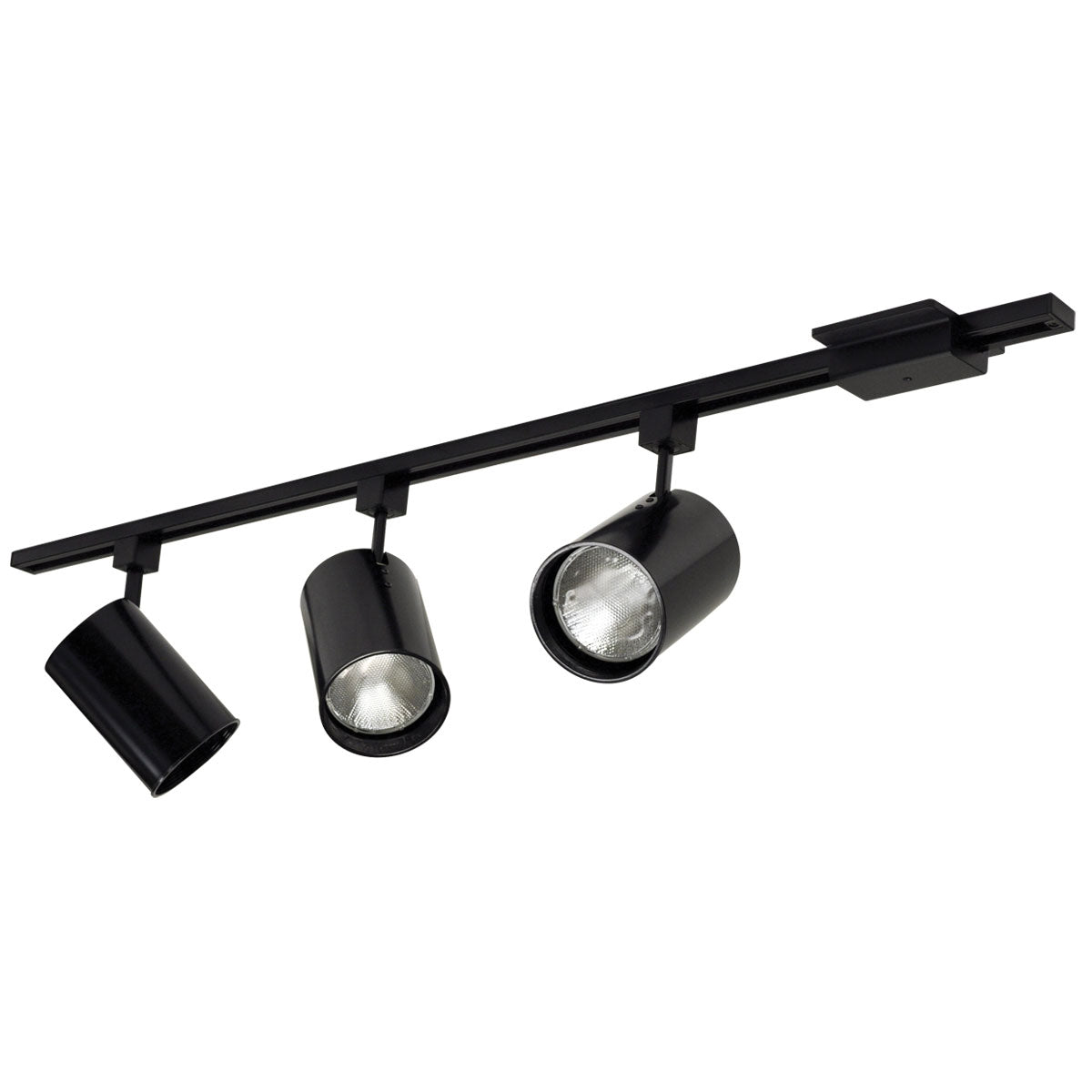 Nora Lighting NTL-151B - Track - 4-ft Track Pack with (3) Flat Back Cylinder PAR30 Track Heads, Black