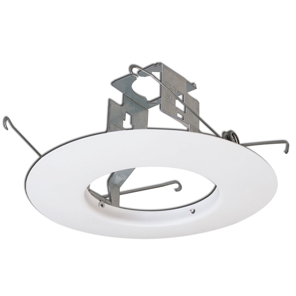 Nora Lighting NTM-300W - Recessed - 6 Inch BR/PAR30 Open Metal Trim w/ Bracket, White