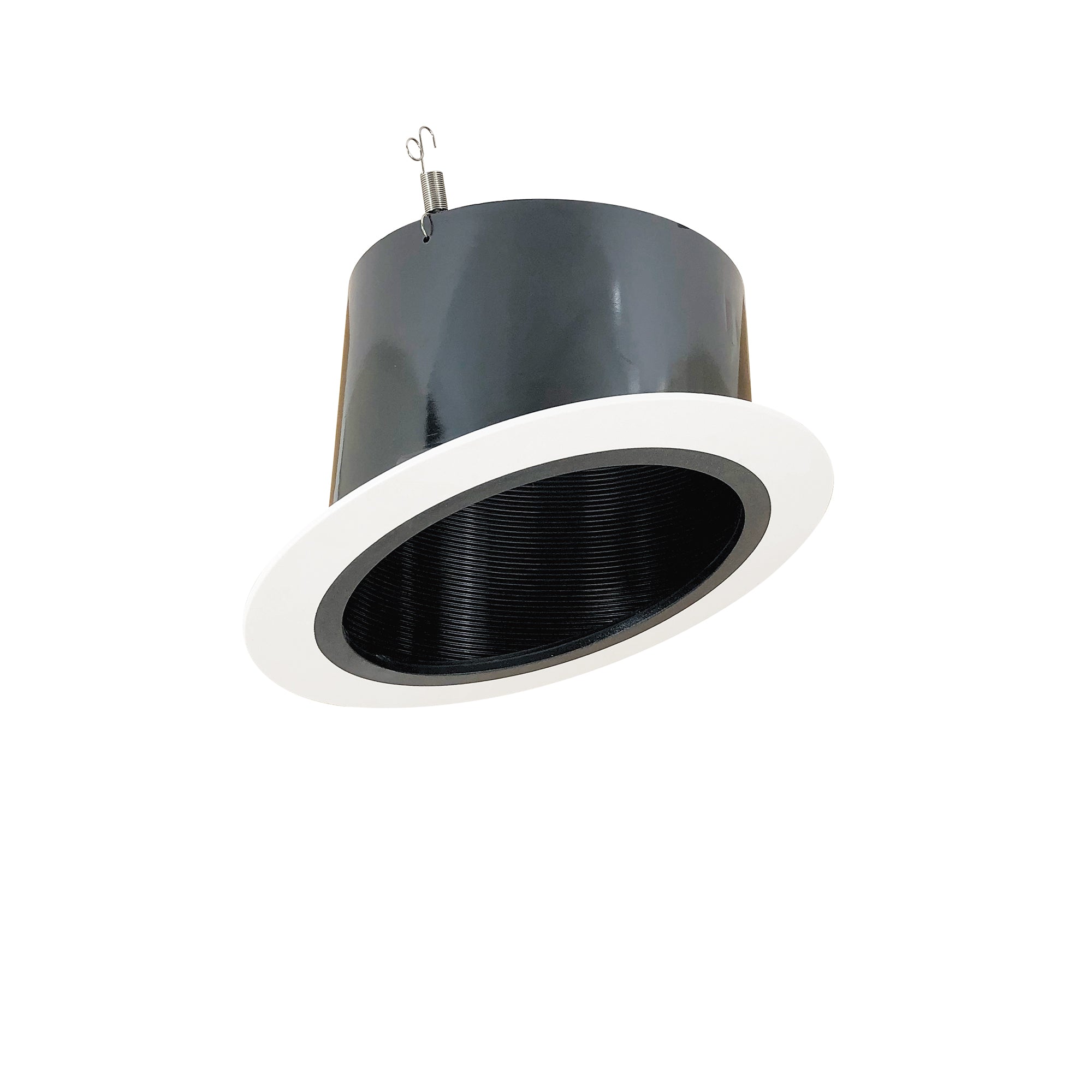 Nora Lighting NTP-614B - Recessed - 6 Inch Sloped Phenolic Stepped Baffle Trim, Black/White