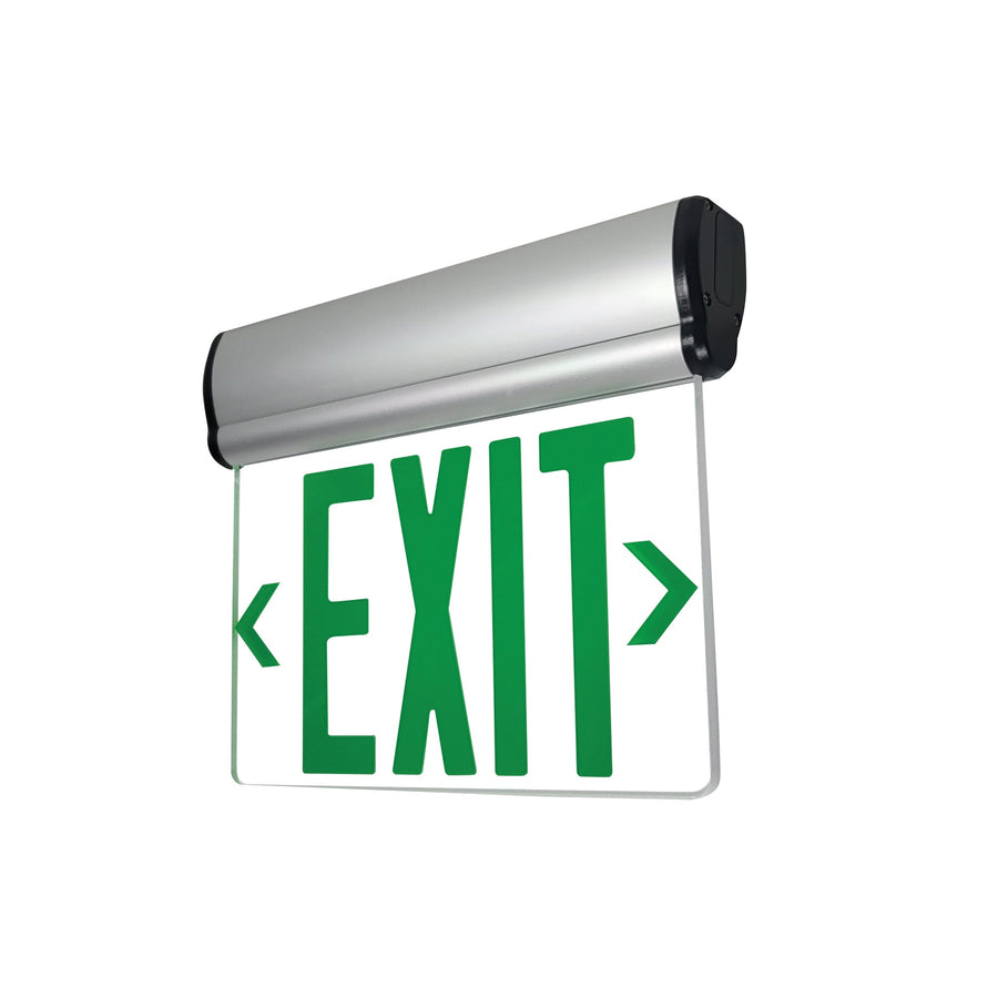 Nora NX-812-LEDGCA Adjustable LED Exit Sign, 1 Face, Battery Backup Green/Clear AluminumM