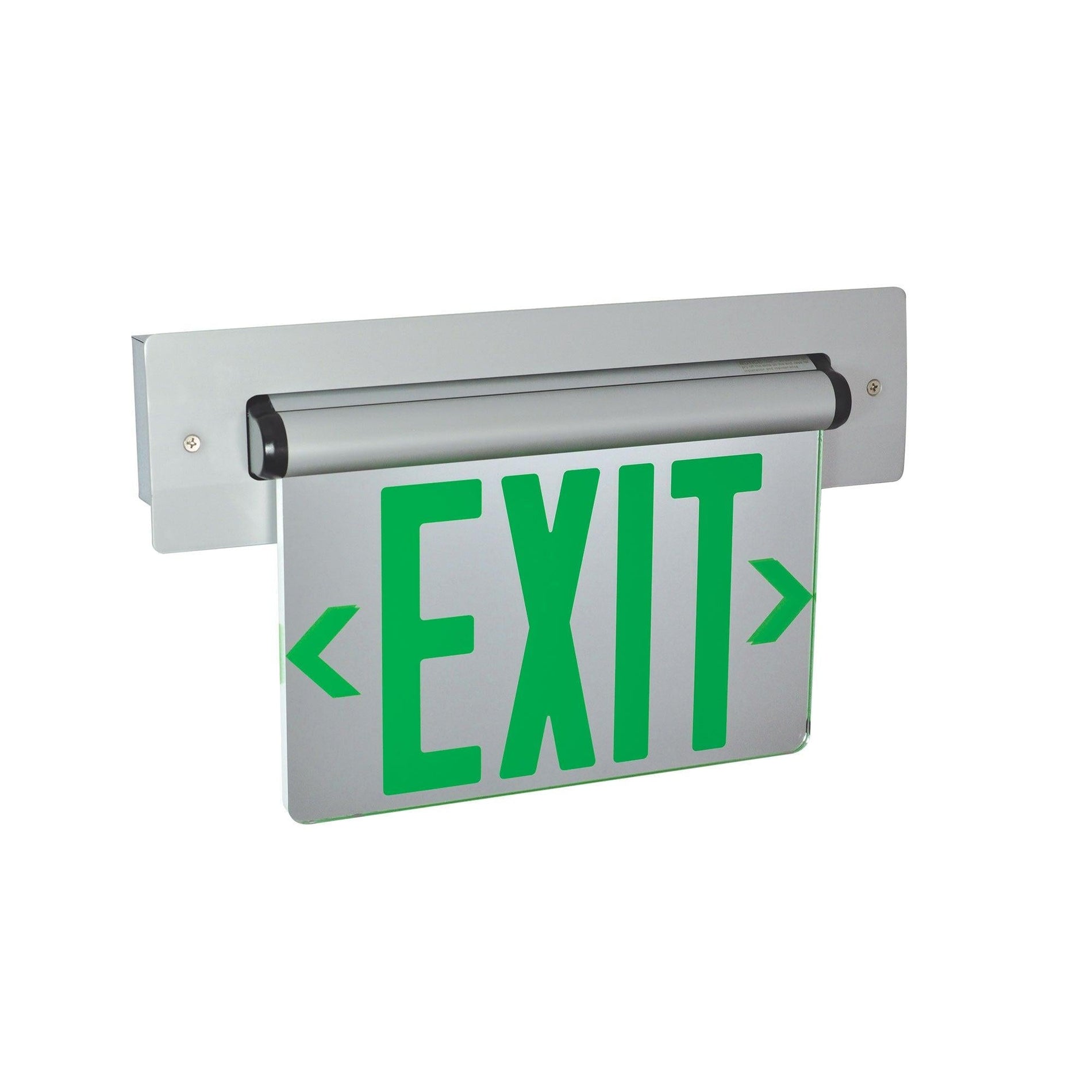 Nora NX-814-LEDGMA Recessed Adjustable LED Exit Sign, 2-Circuit 1F Green/Mirrored Acrylic Aluminum