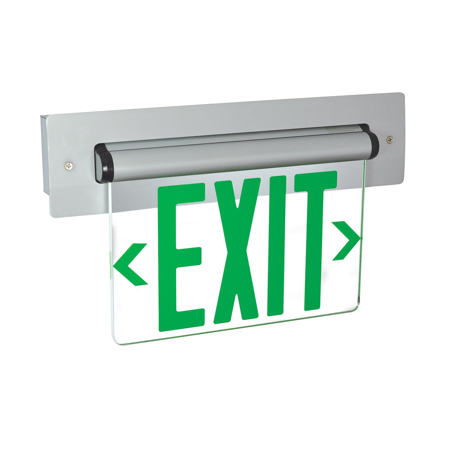 Nora NX-813-LEDGCA LED Exit Sign Recessed Adjustable AC 1F Green/Clear Aluminum