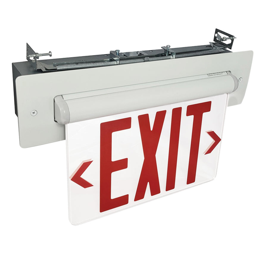 Nora NX-815-LEDRCW LED Exit Sign Adjustable Emergency Battery Backup 1F Red/Clear WH