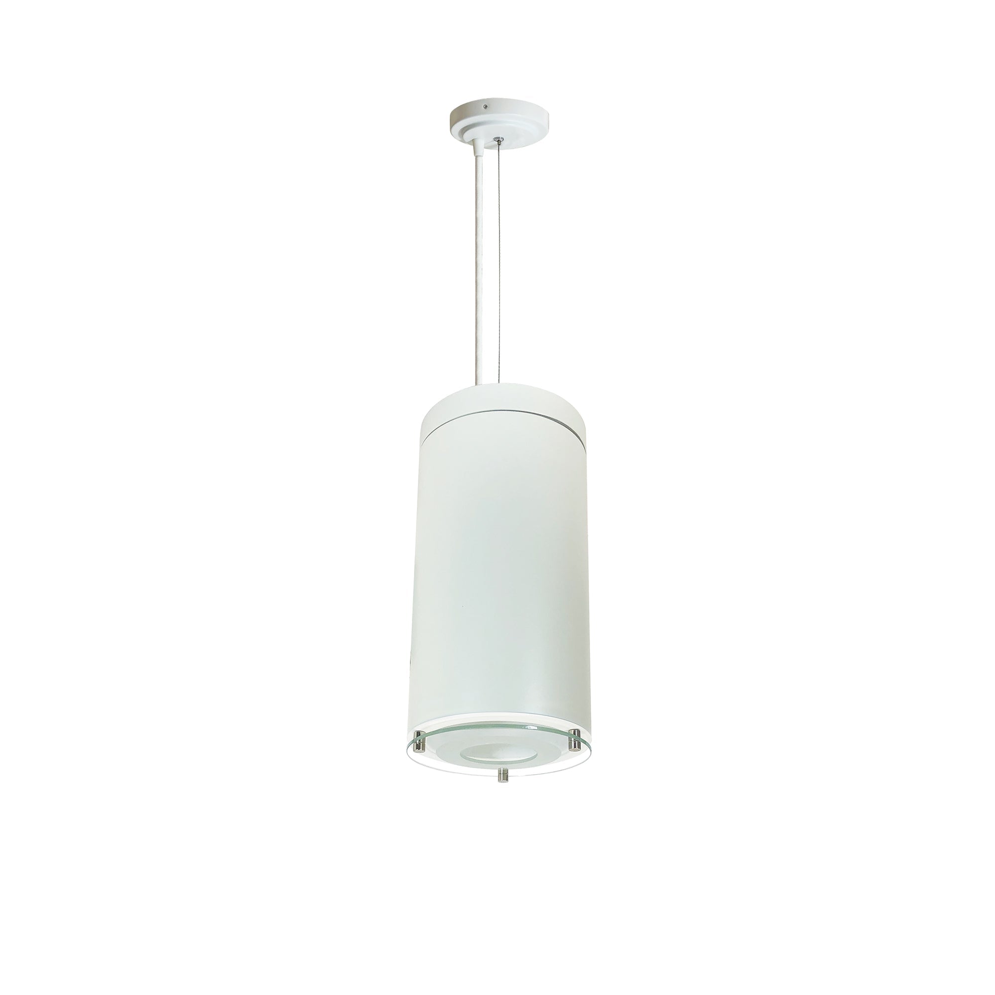 Nora Lighting NYLS2-6C15835MWWW6AC - Cylinder - 6 Inch CYL CABLE 1500L 35K DECO GLASS REF. MED FLD. WH/WH FLANGE 120-277V 0-10V WH CYL AC