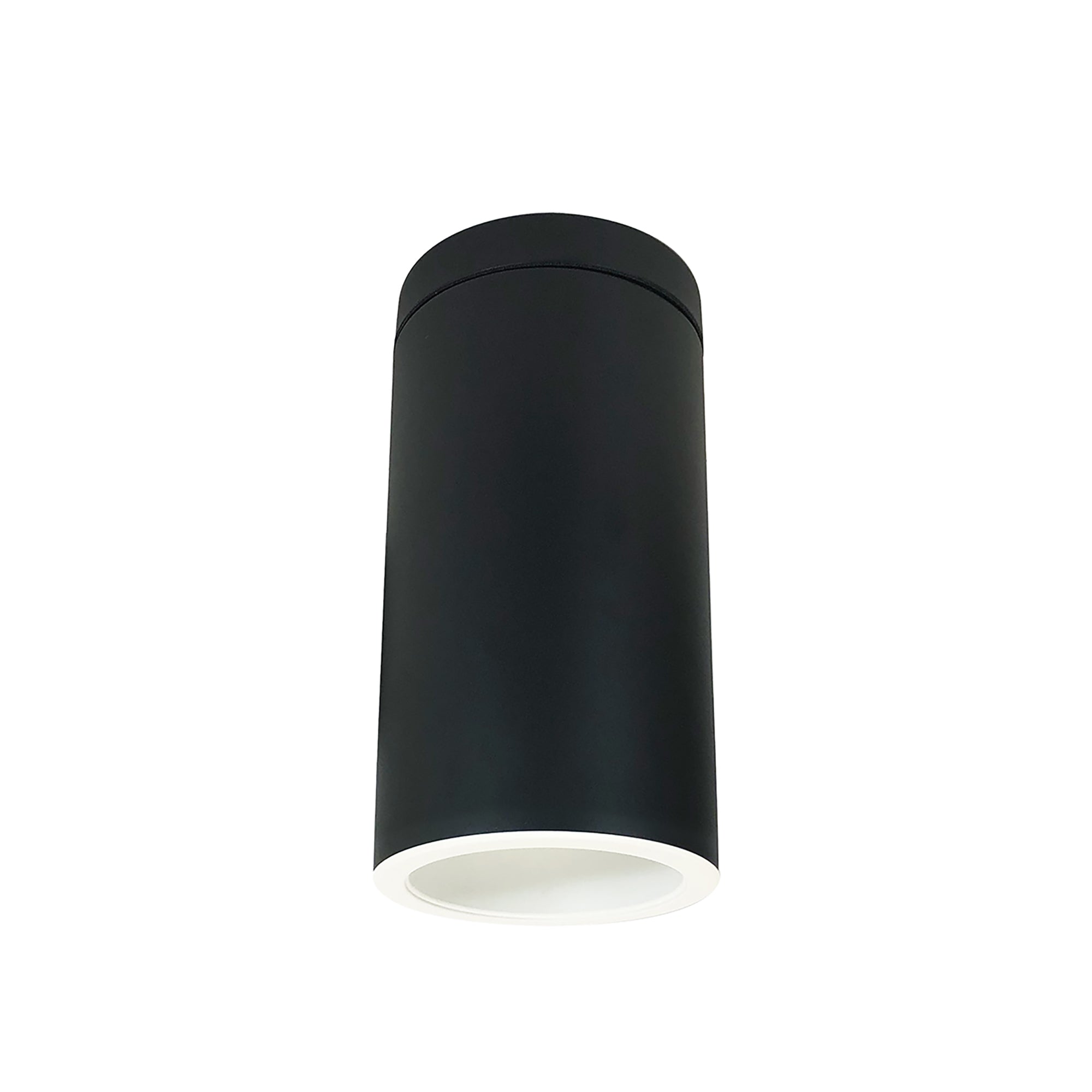 Nora Lighting NYLS2-6S15830MWWB3 - Cylinder - 6 Inch CYL SURFACE 1500L 30K DECO GLASS REF. MED. WH/WH FLANGE 120V Triac/ELV BLK CYL