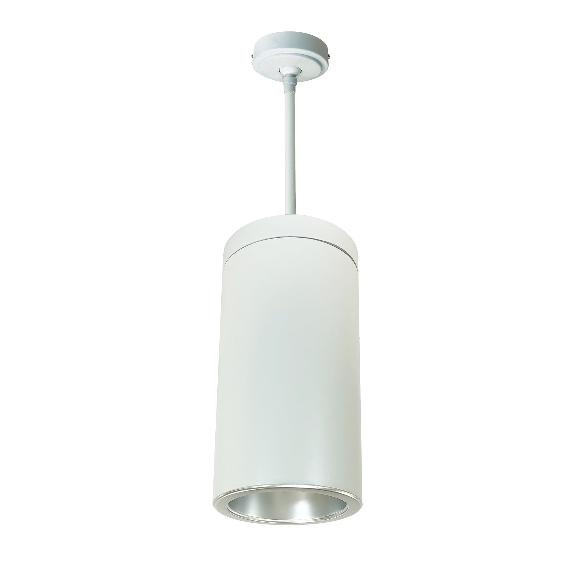 Nora Lighting NYLS2-6P15135MDDW6 - Cylinder - 6 Inch CYL PENDANT 1500L 35K REF. MED. DIFF/DIFF FLANGE 120-277V 0-10V WH CYL