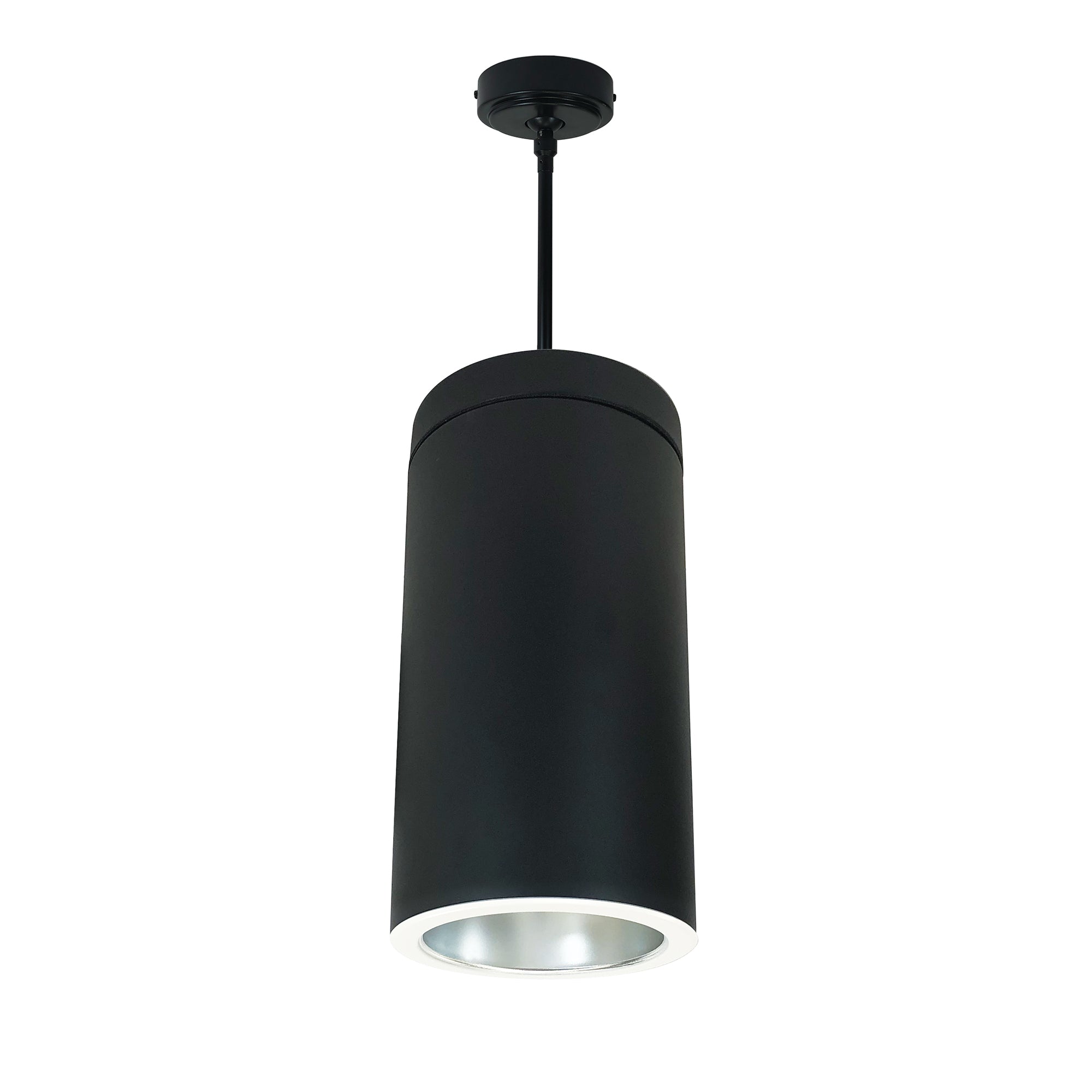 Nora Lighting NYLS2-6P15130MDWB6 - Cylinder - 6 Inch CYL PENDANT 1500L 30K REF. MED. FLD, DIFF/WHT FLANGE, 120V, 0-10V, BLK CYL