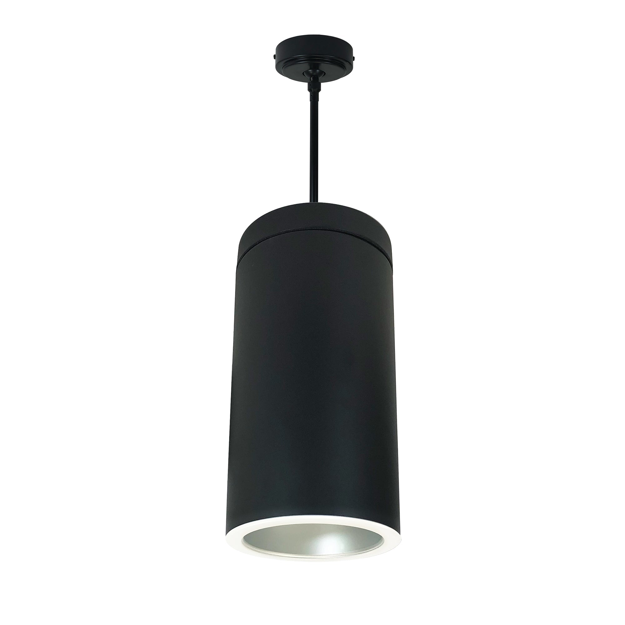 Nora Lighting NYLS2-6P15130FHWB3 - Cylinder - 6 Inch CYL PENDANT 1500L 30K  REF. FLD. HZ/WHT FLANGE 120V Triac/ELV BLK CYL